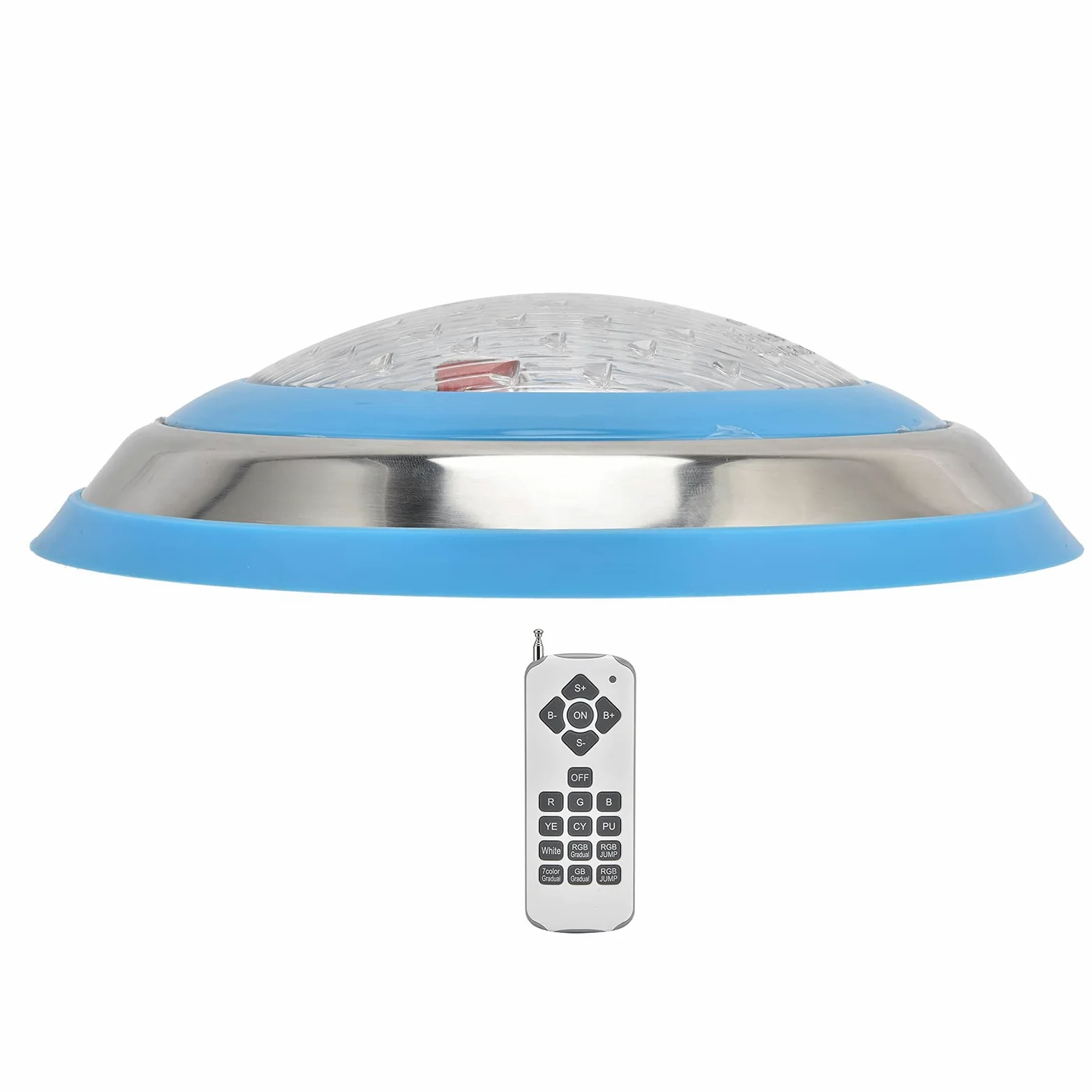 Fafeicy Luce Subacquea, Luce per Piscina a LED Simming Lampada da Parete Subacquea in Acciaio Inossidabile AC12V RGB Perline Lampada Ad Alta Potenza 18 Tasti, Luci Subacquee Continue (24W)