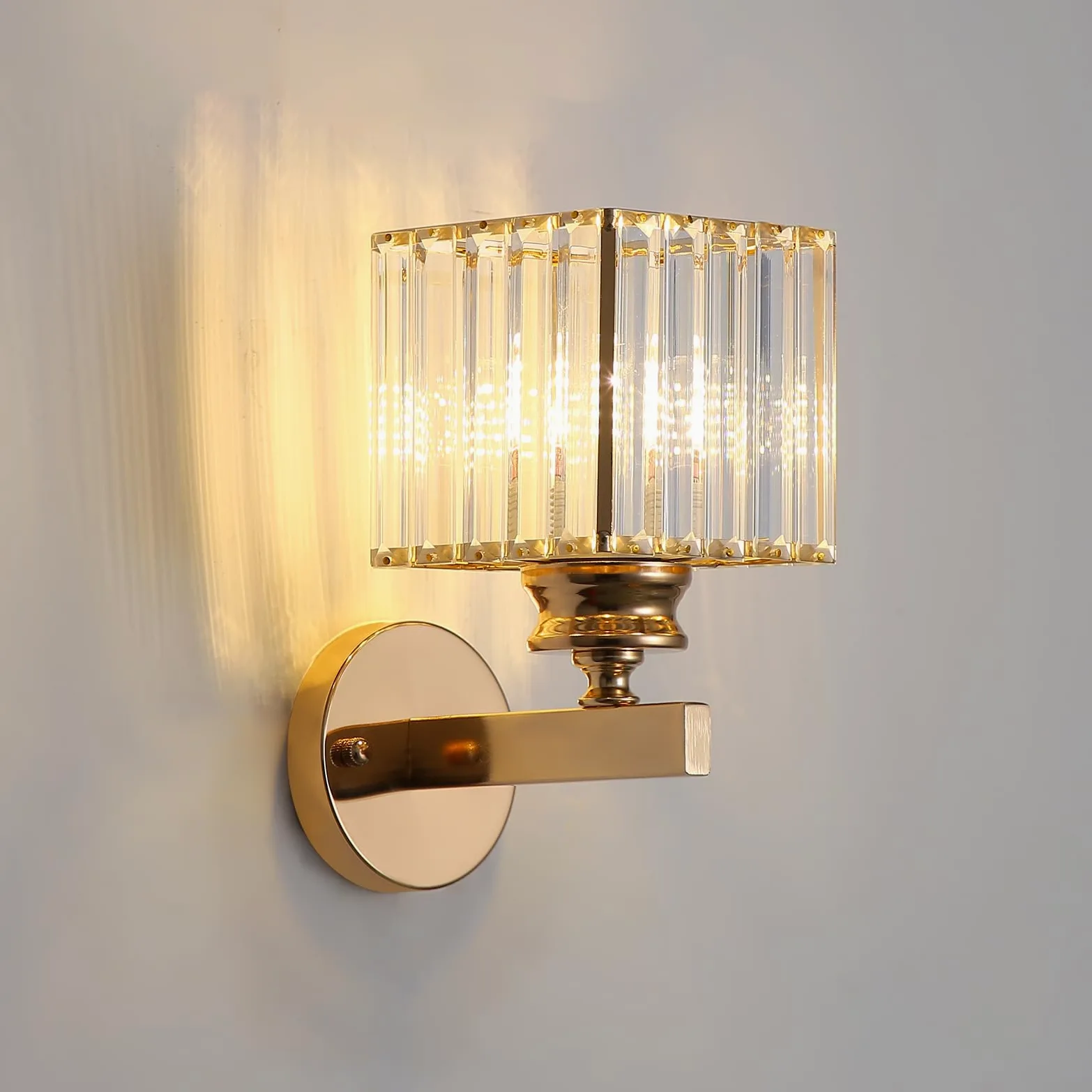 Applique Moderna In Cristallo, E27 Lampada Da Parete In Cristallo Oro, Per Camera Da Letto Soggiorno Sala Da Pranzo Corridoio Illuminazione