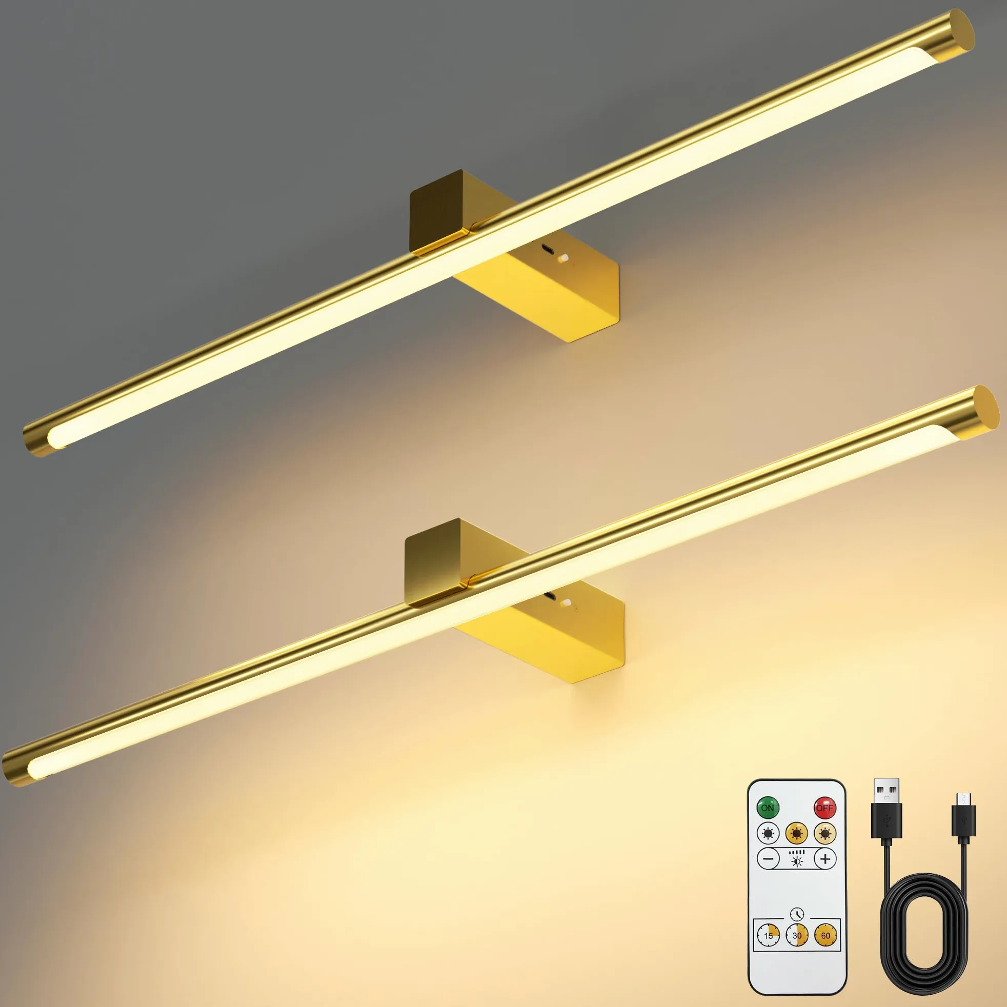 VOLISUN Luci per foto da parete, 5000 mAh, ricaricabili, funzionamento a batteria, 3 temperature di colore e dimmerabile continuamente, luce artistica da 220 lm per dipinti, gallerie, ritratti