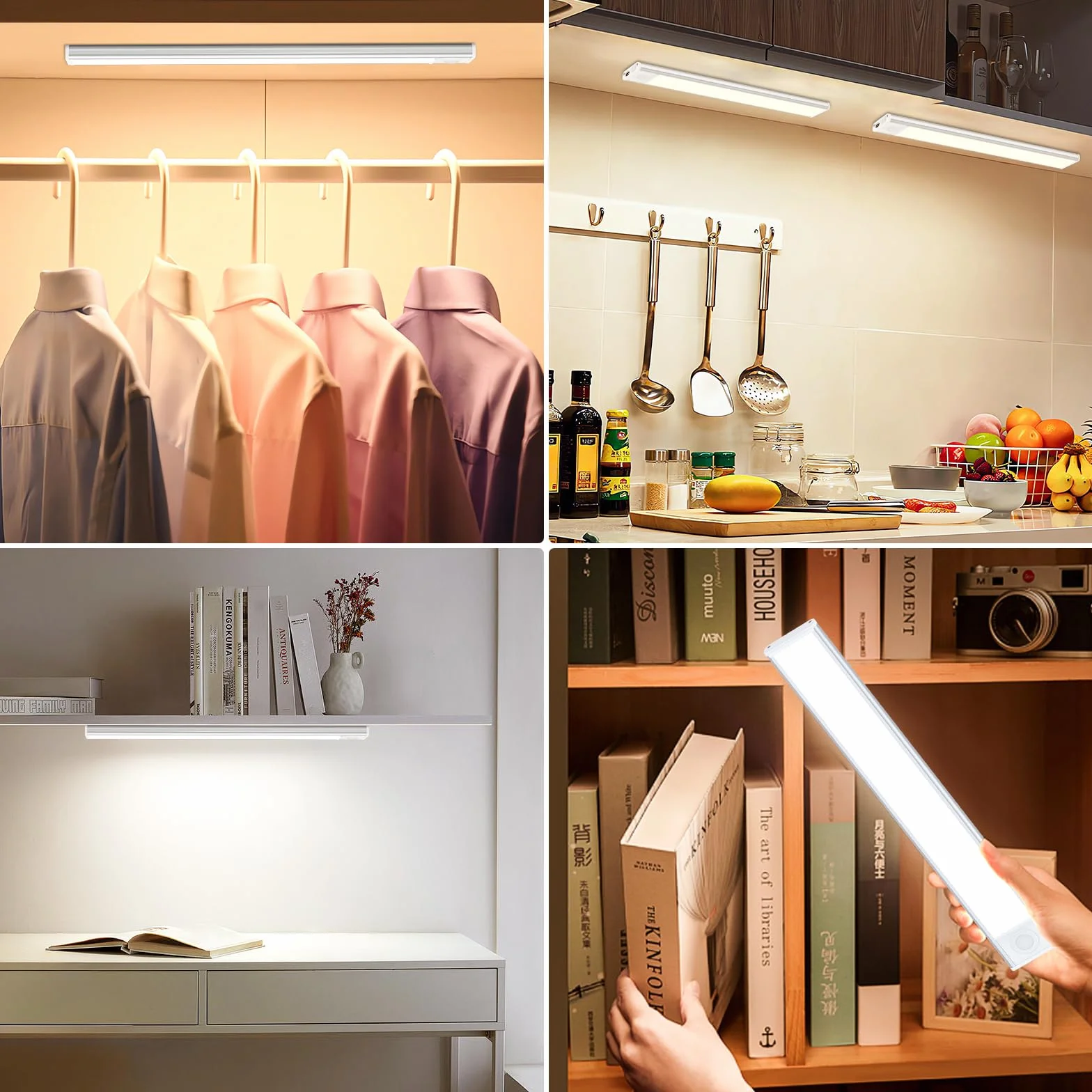 TRUMPETS 30CM Luce Armadio Con Sensore Movimento 3 Colore 2500mAh USB-C Ricaricabile, LED Sottopensile 3 Modalità Magneti, Per Cucina, Scale