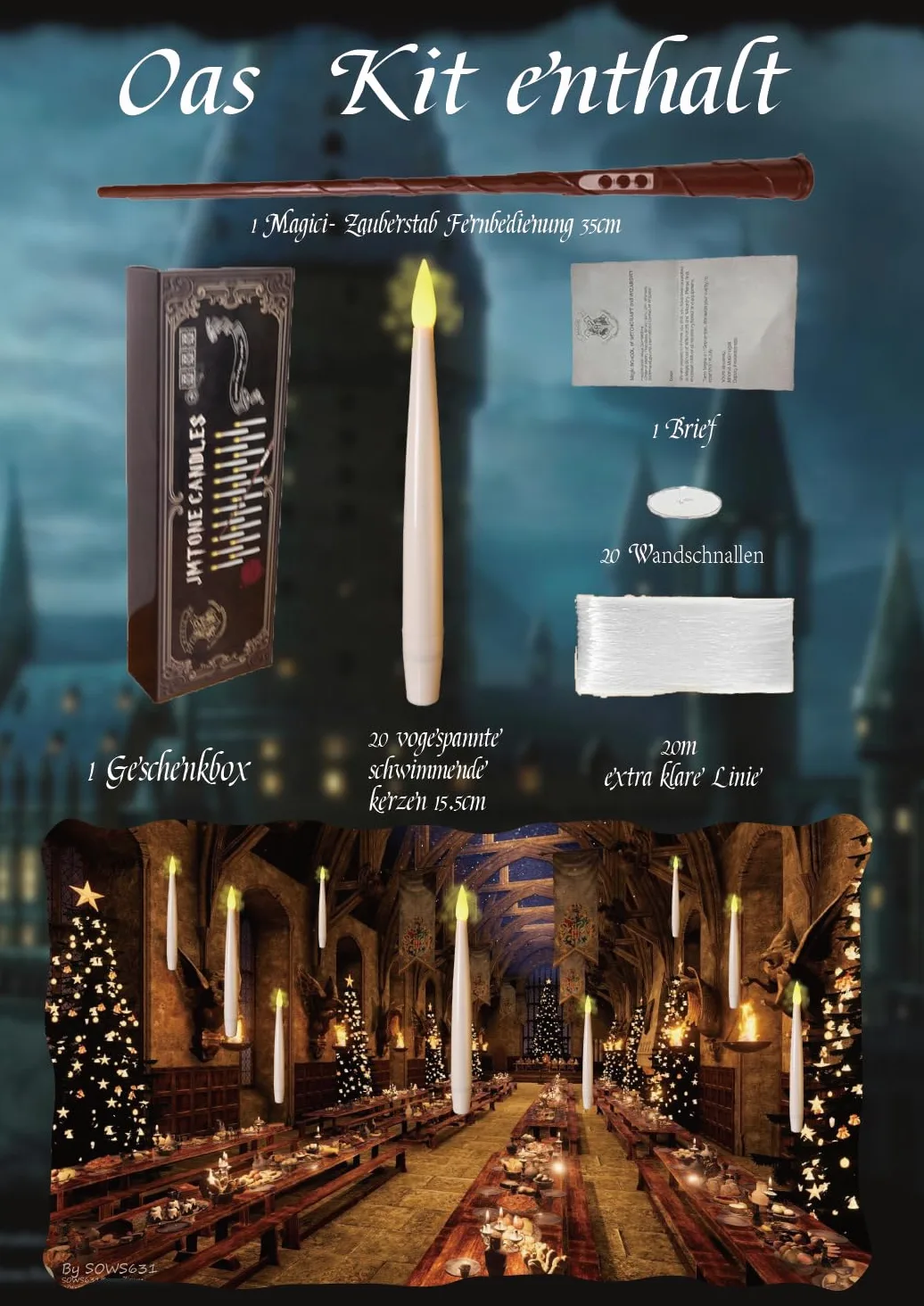 20 Candele LED Galleggianti Harry Potter con Telecomando Bacchetta Magica, Candele Senza Fiamma Tremolanti, Decorazioni Magiche per Feste, Natale, Halloween, Regalo per Fan di Harry Potter