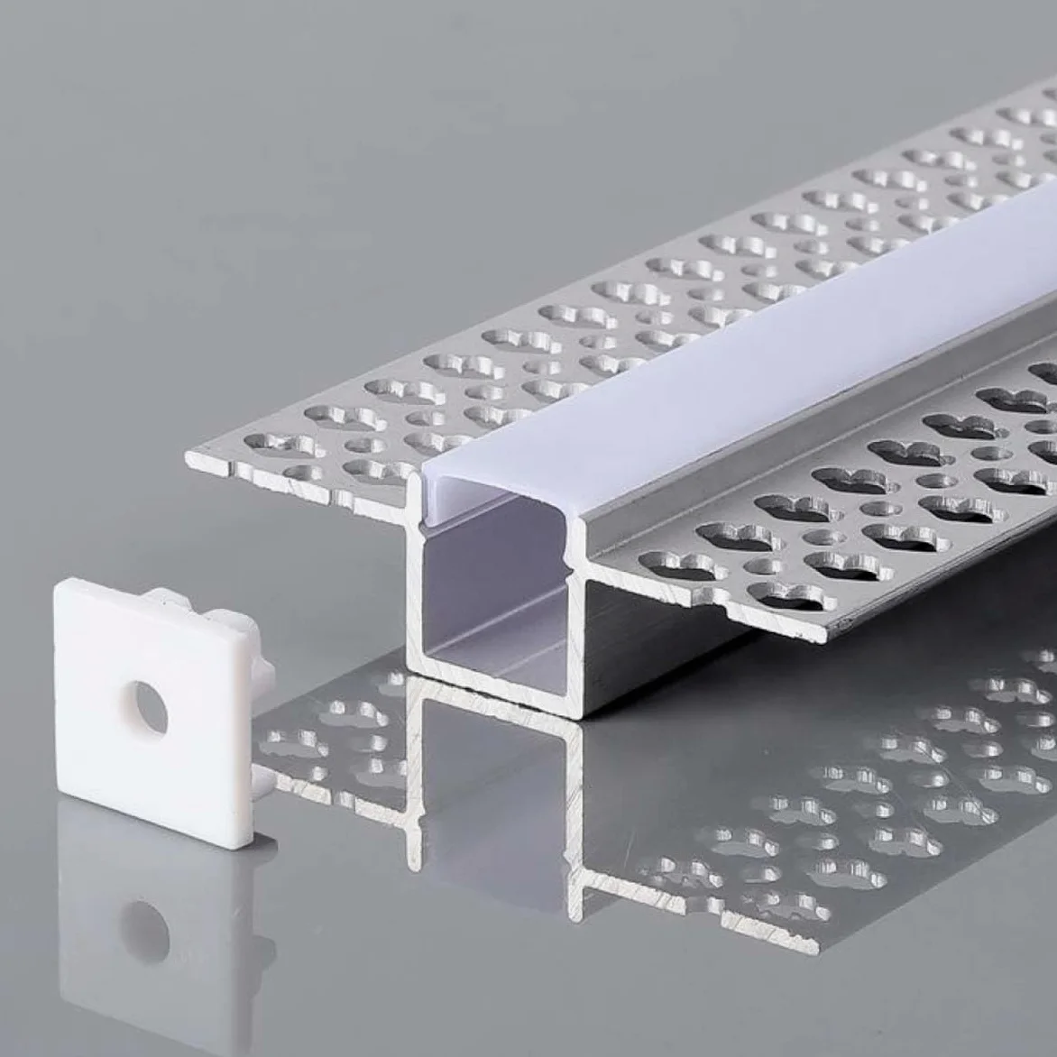 A2ZWORLD 8 Metri di Profilato Alluminio Per Striscia Led, Completo Di Copertura Tappi e Gancio, 4 Kit da 2 Metri Incasso Cartongesso con Alette a Scomparsa Interno 12mm (55X15mm)