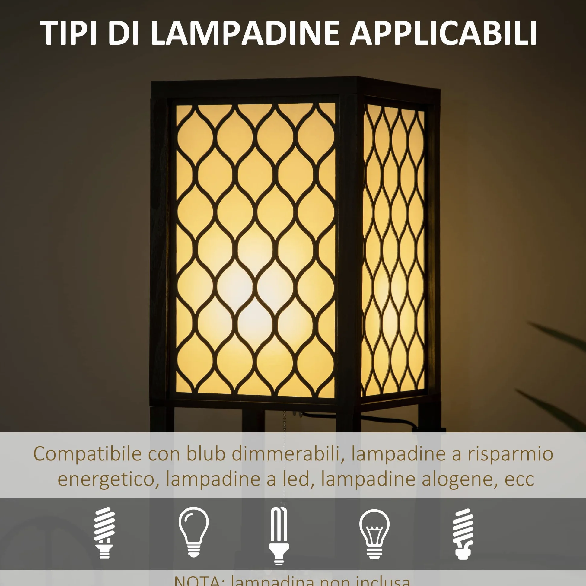 HOMCOM Lampada da Terra a Colonna in MDF e Plastica PP con 2 Ripiani, per Soggiorno, Studio e Camera da Letto, 26x26x156 cm, Bianca e Nera