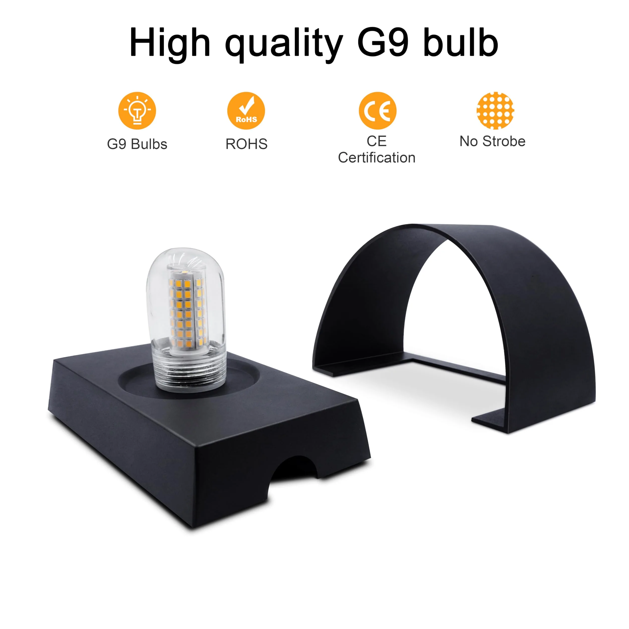 KICAAO 2 Pezzi Applique da Parete LED Moderno, Lampada da Parete Interno/Esterno con Lampadina G9 Sostituibile, 7W Luce Calda 3000K, Alluminio Nero Impermeabile IP65 per Ingresso Giardino
