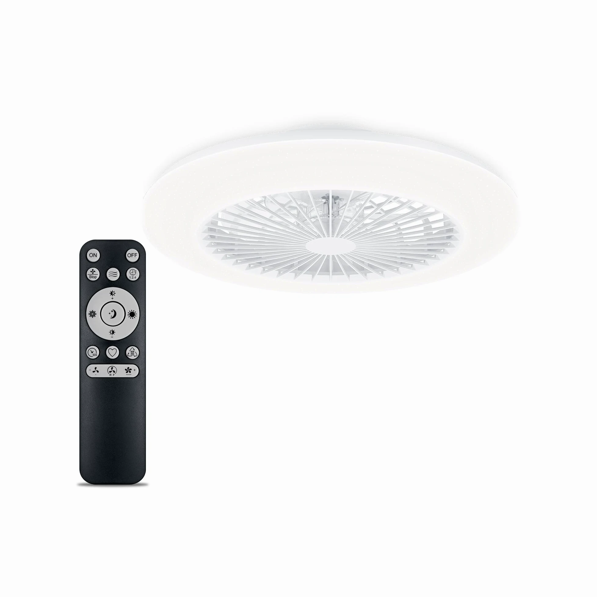 Amigo Fan Light Flat LED 25W+60W Remote Control round - sparkle