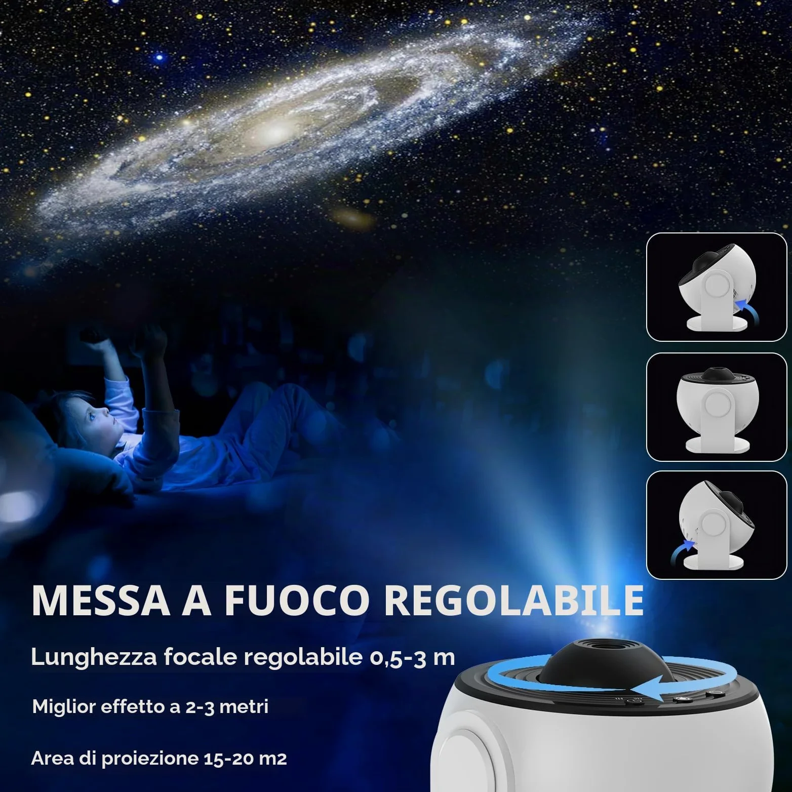 Proiettore di Stelle Planetario, Proiettore di Galassie a Globo LED con 13 Dischi di Pellicola Luce Notturna del Cielo Stellato Lampada Proiettore di Luna per Bambini Adulti Camera da Letto Soggiorno