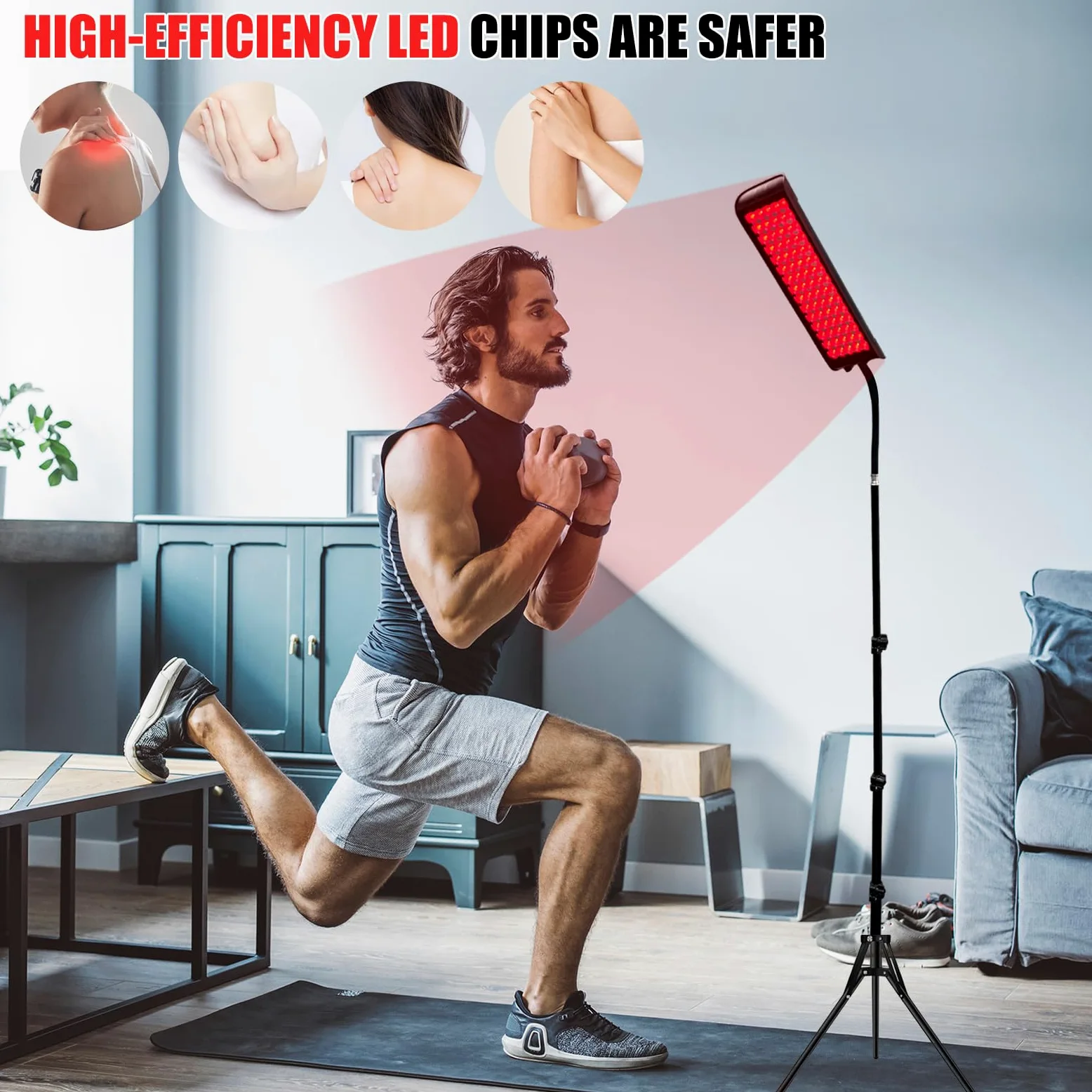 Lampada a luce rossa per corpo, lampade a luce infrarossa con supporto, 660 nm rosso e 850 nm vicino all'infrarosso dispositivo a luce rossa per tutto il corpo