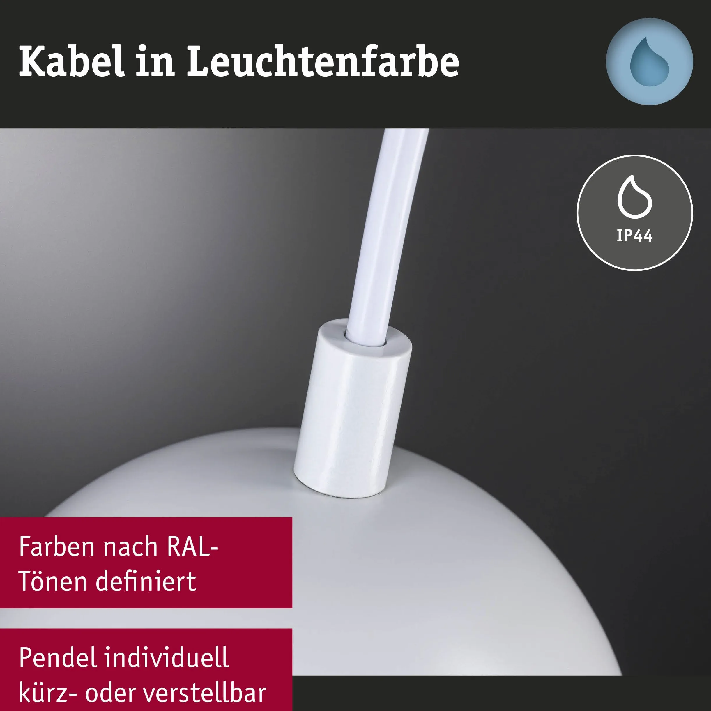 Paulmann 76993 Lampada a sospensione LED Shima IP44 GU10 max. 10W Bianco illuminazione da bagno - lampada senza lampadina