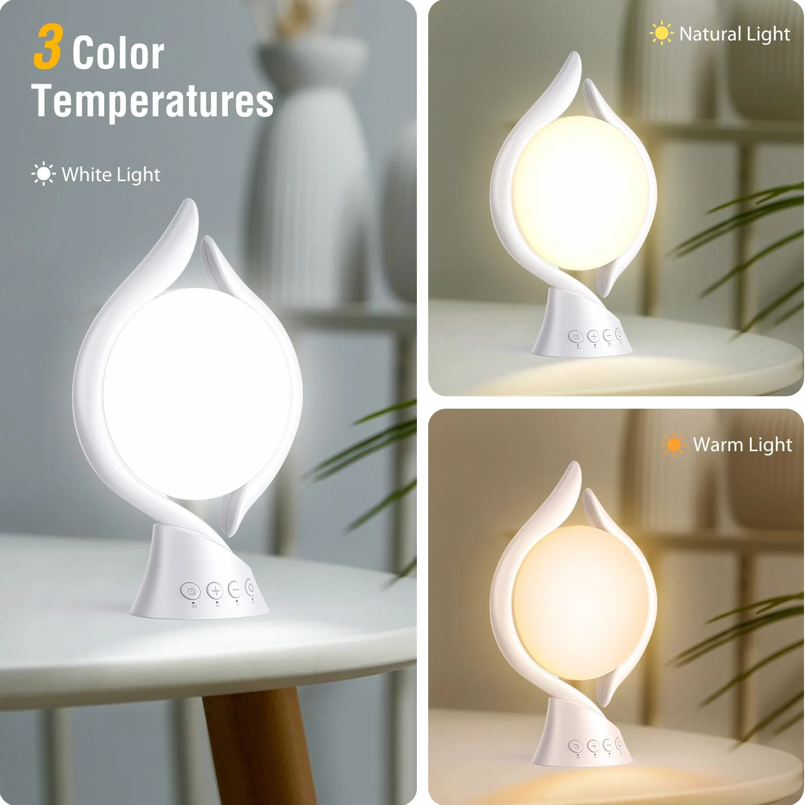 KICLBD Lampada 10000 Lux per Terapia Della Luce - 3 Colori, 4 Timer, 5 Intensità Regolabili, Funzione Memoria - Solare Senza Raggi UV per Casa/Ufficio