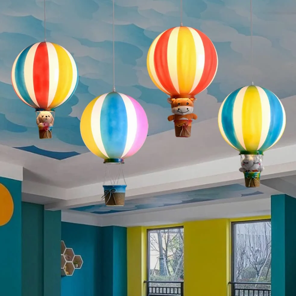 Lampada da soffitto Lampadari a sospensione a forma di mongolfiera, Decorazione boutique Lampada a sospensione a soffitto per camera da letto per ragazzi/ragazze Paralume in acrilico, Lampada a
