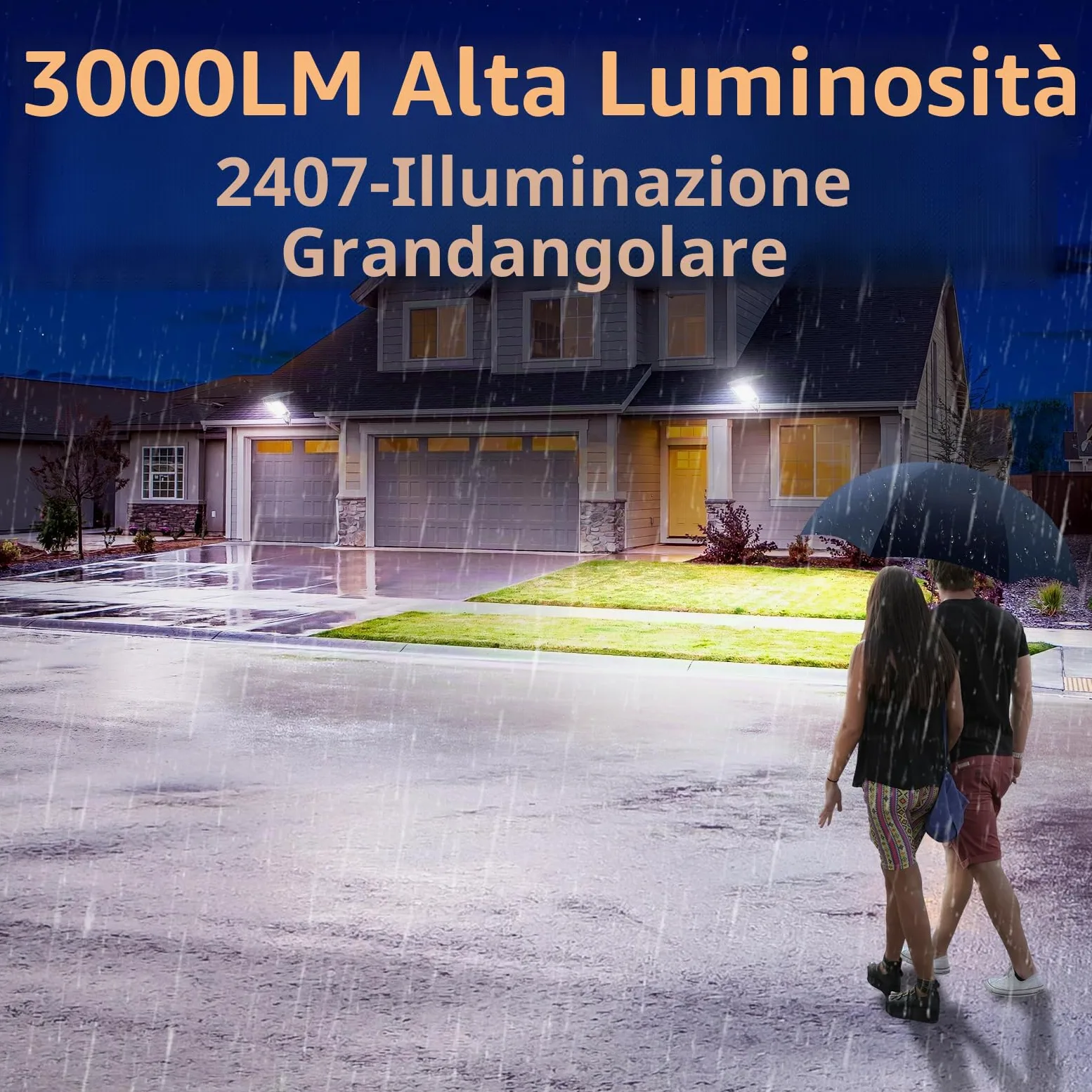 INTELAMP Lampade solari per esterni con sensore di movimento e telecomando, 12500mAh 3000LM, lampade solari per esterni per illuminazione di terrazza, garage, strade, IP65 impermeabile