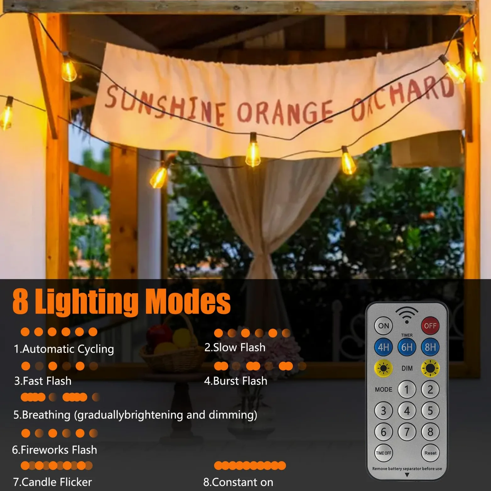 DGE Luci solari a festone per esterni, 25 m, impermeabili, con 8 modalità e 30 + 3 lampadine ST38, infrangibili, IP65, impermeabili, per esterni, gazebo, cortile, balcone, feste
