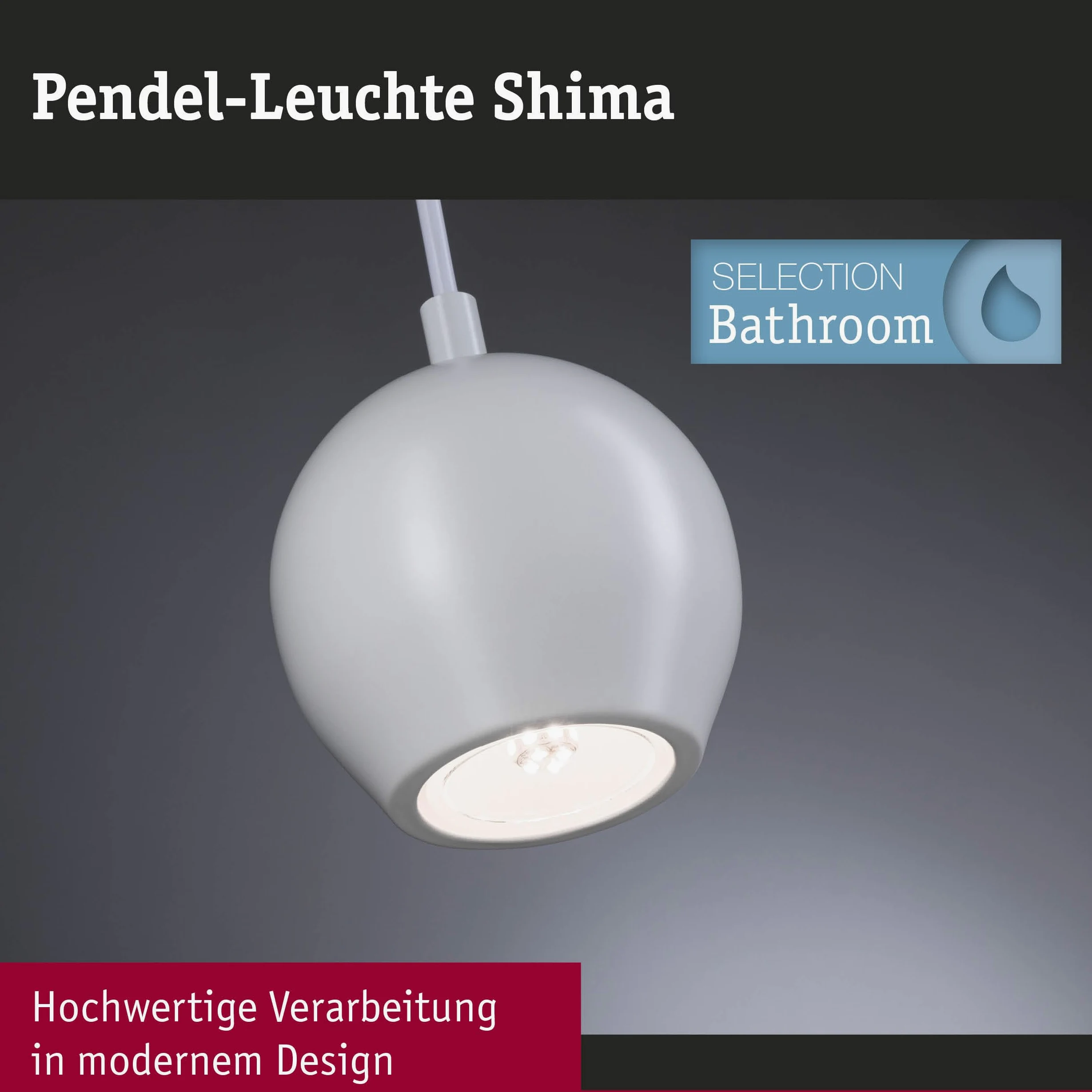 Paulmann 76993 Lampada a sospensione LED Shima IP44 GU10 max. 10W Bianco illuminazione da bagno - lampada senza lampadina