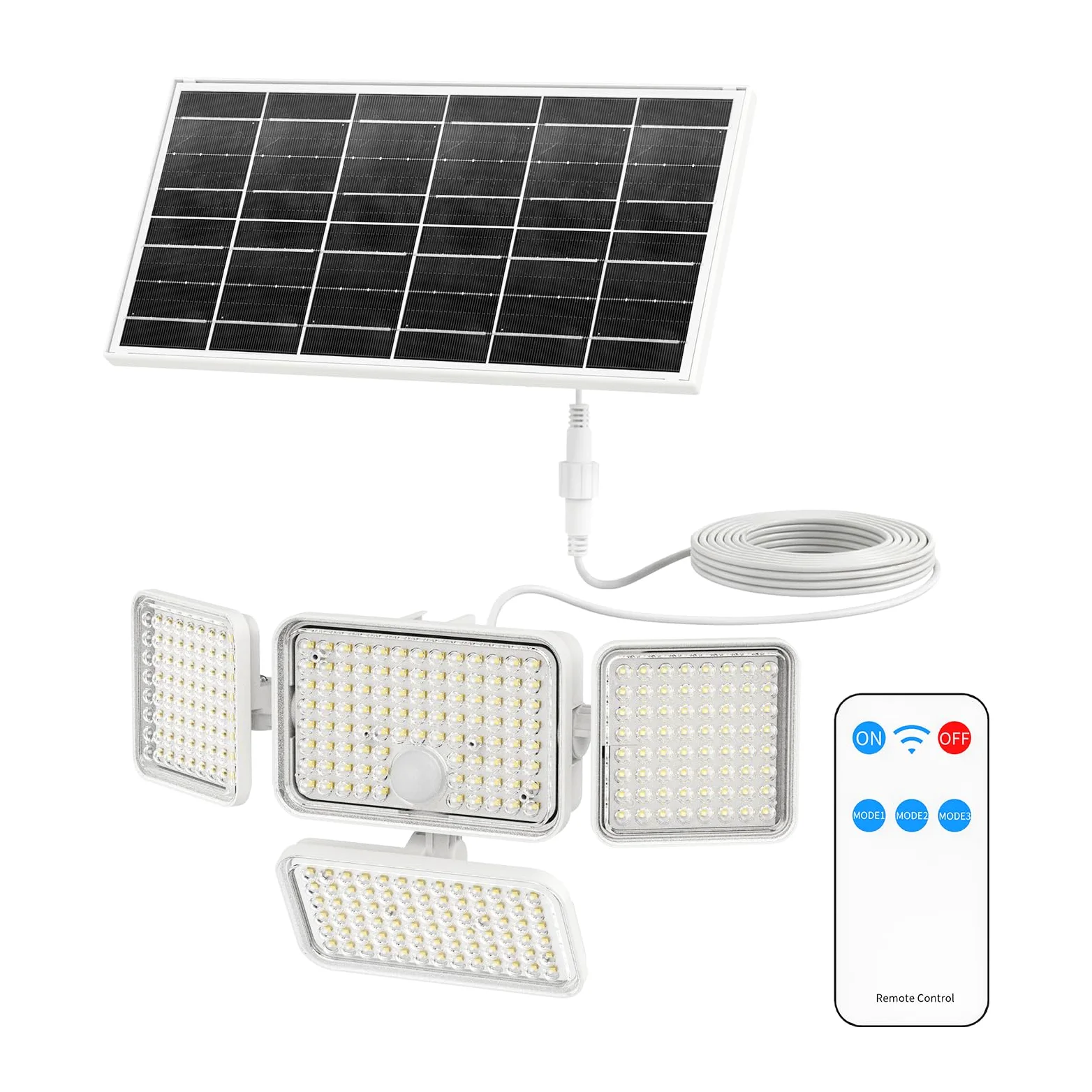 SANSI Lampada Solare da Esterno con Sensore di Movimento, 12W 1500lm Luce di Sicurezza con Telecomando, 3 Modalità di Illuminazione PIR, 6000mAh, Impermeabile IP65 per Patio Giardino Garage Veranda