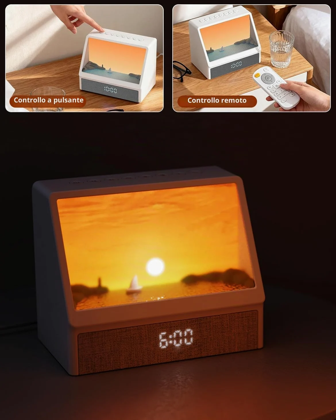 Sveglia Luce con Simulazione ,Multiple Suoni Naturali,Lampada da Notte Regolabile ,2025 Upgrade Wake-up Light,Bluetooth Speaker Lamp ,Dimmable Clock for Adults Kids [Classe di efficienza energetica G]