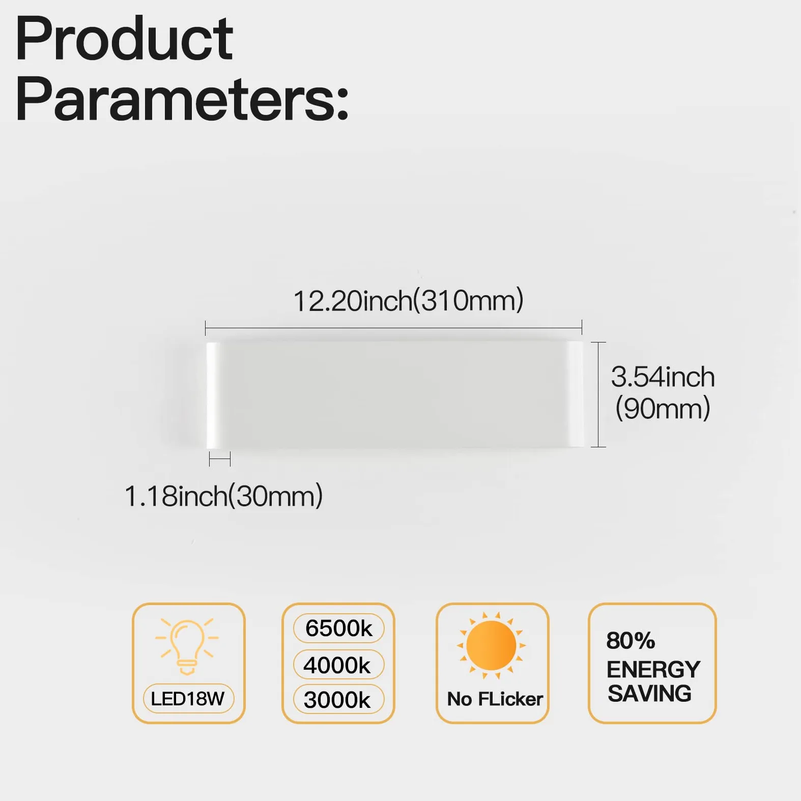 YCZM 2 Pezzi Applique da Parete Interno 18W,Lampada da Parete Interno 2160LM 31CM,Applique LED da Parete Interni 3000K Bianco Caldo,Lampada a Muro Bianco Per Soggiorno,Camera da Letto,Scale,Corridoio