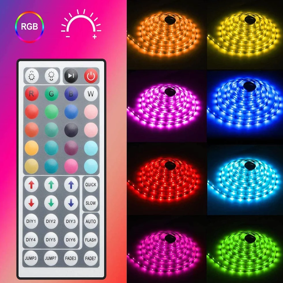 Striscia LED 5M, WiFi Luci LED Colorate Smart Phone Strisce LED Compatibile RGB SMD 5050 Musica SYNC LED Strip Controllo App E 44 Tasti Telecomando RF per Casa Cucina Festa TV Decorazione,15M