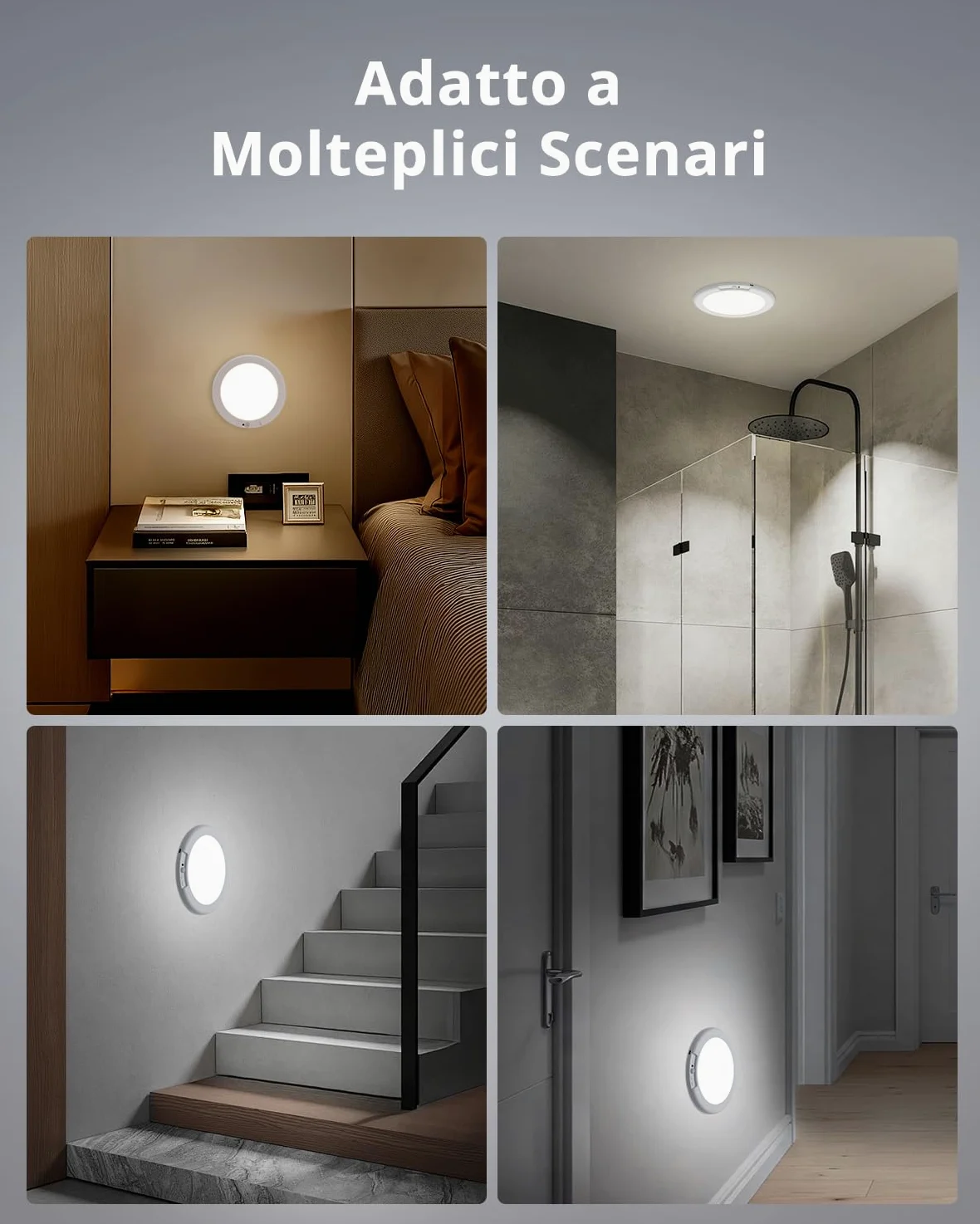 Bojim IP44 Plafoniera LED Luce Ricaricabile Bagno 6000 mAh per 85 Giorni e Sensore Movimento, Luci Senza Fili Telecomando per Garage Ripostiglio Luce Fredda Neutra e Calda in 2 Pezzi