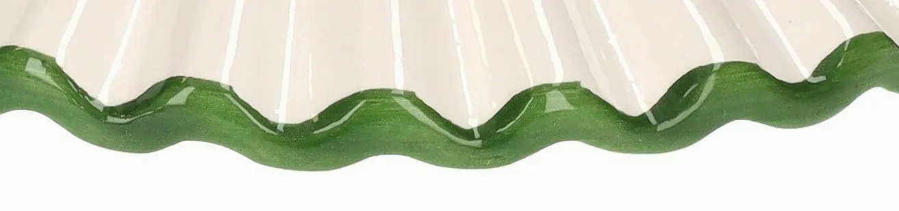 KEYHOME | Paralume in Ceramica Bianca con Bordo Verde