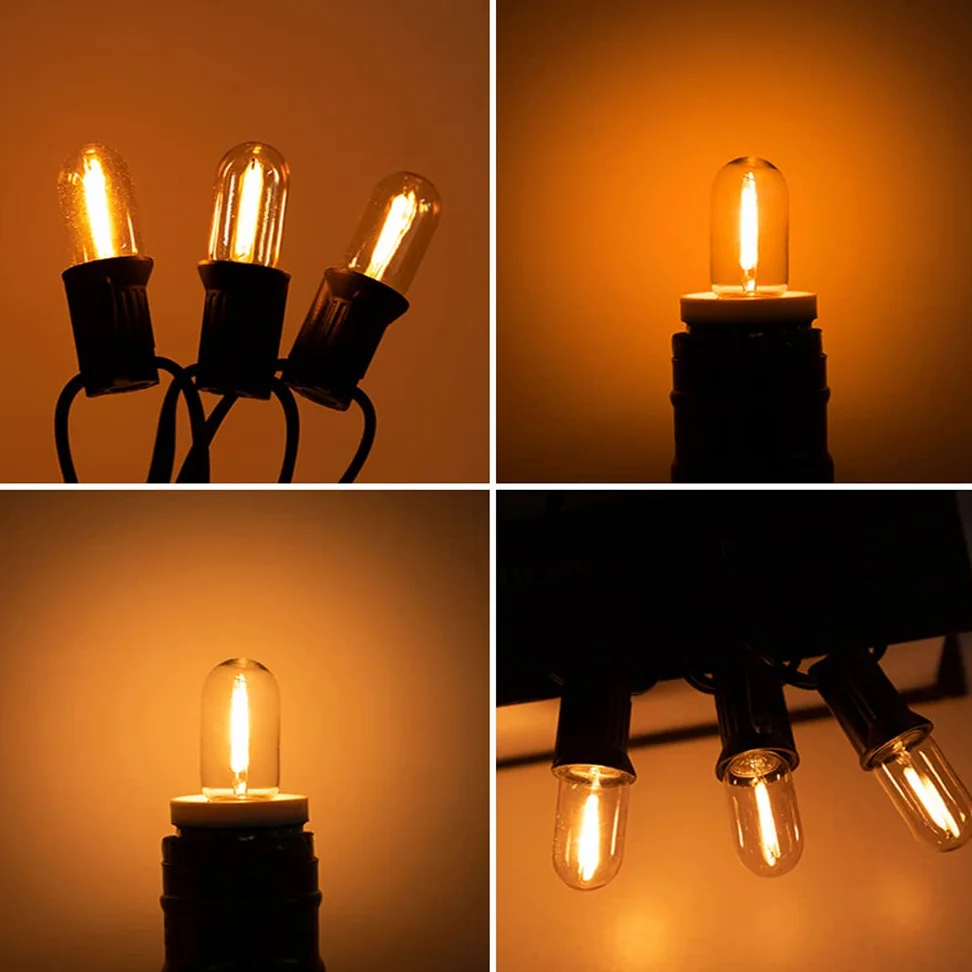 RYTM (Confezione da 20) Lampadine a LED, Lampadine Edison vintage con base E12/E14, Lampadine piccole a filamento LED antico T16, Dimmerabile da 0,6 W CA 100 V-230 V (Warm Yellow Light 2200k)