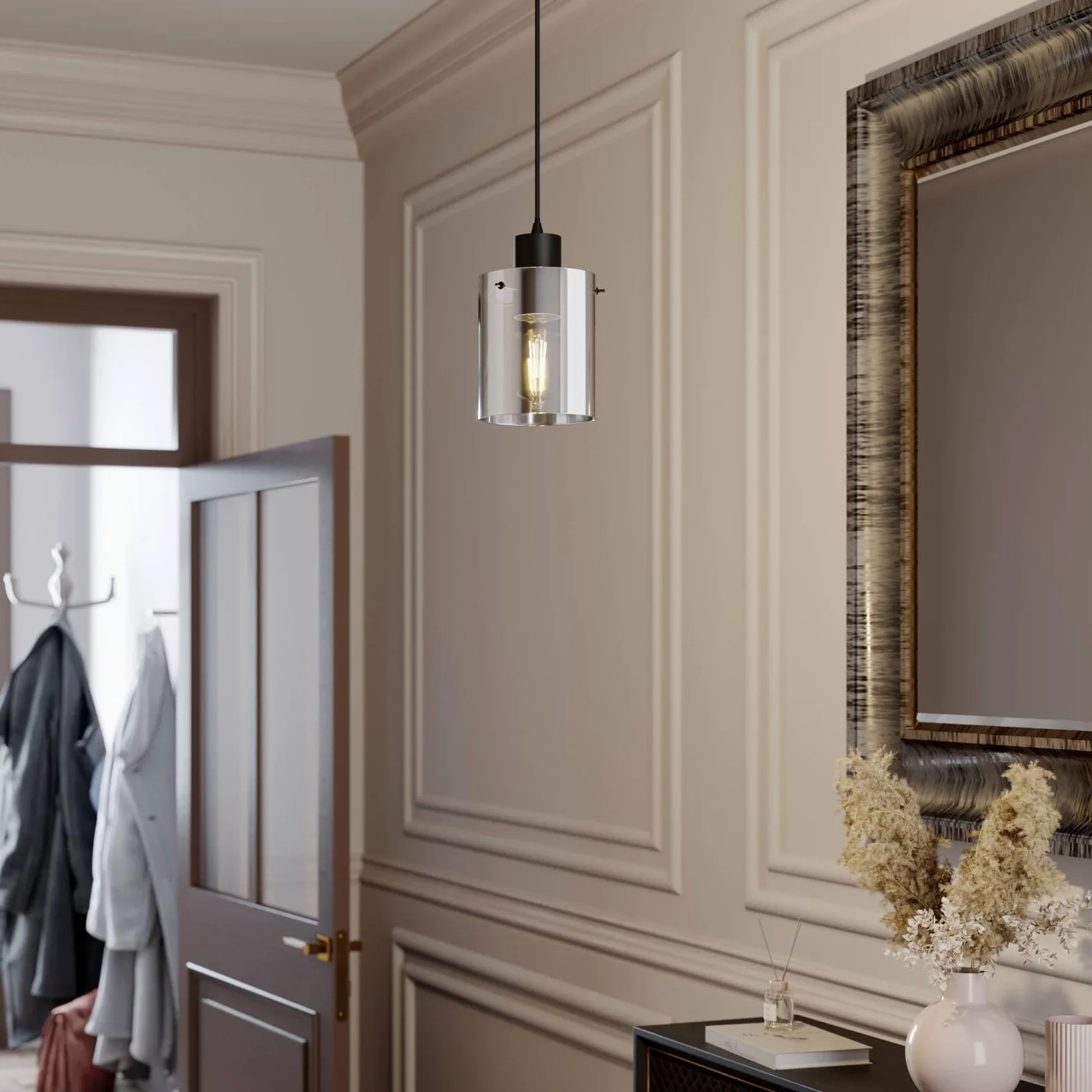 Lindby Lampada a sospensione dimmerabile (Moderno) colore Nero ad es. Soggiorno & Sala da pranzo lampada in vetro, per tavolo
