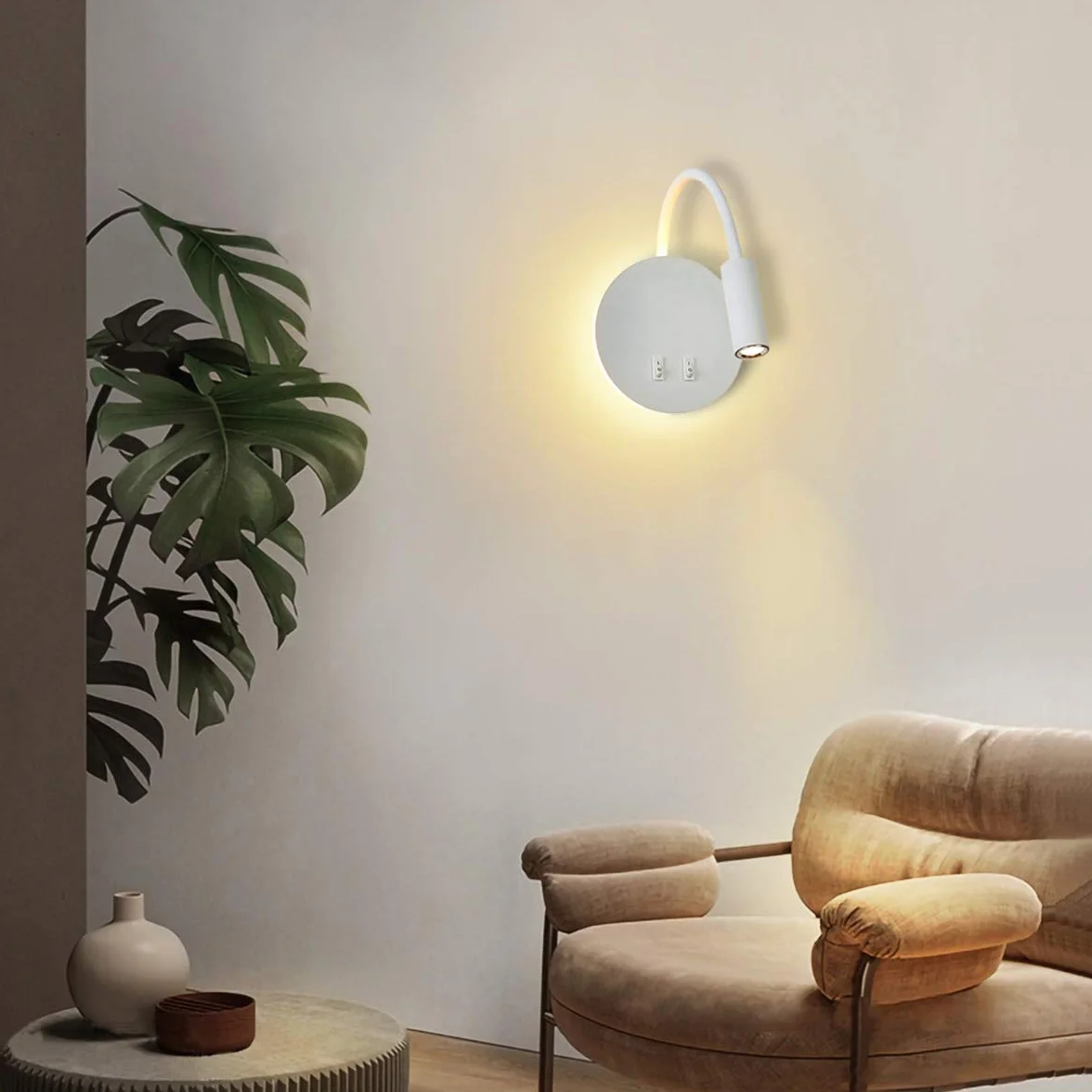 Budbuddy 3+8W LED Lampada da lettura luce di lettura nero Lampada da comodino per la lettura a letto, flessibile a collo di cigno flessibile, luce notturna in alluminio (Bianco/Bianco caldo)