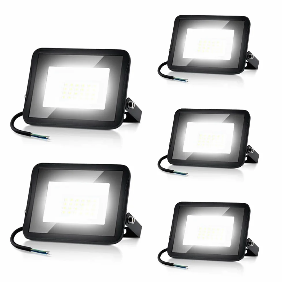 Proiettore LED da 100 W, proiettore LED per esterni Superhell LED 8500 lm, illuminazione esterna IP65 impermeabile, 6000 k luce calda, radiatore esterno LED (5 pezzi)