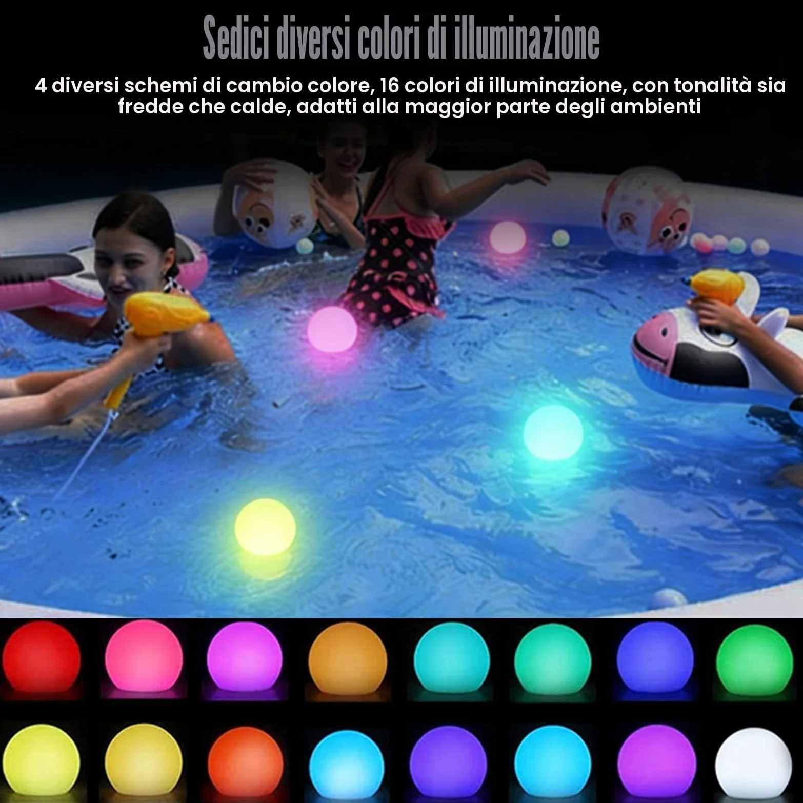 8 luci galleggianti per piscina, con telecomando, 16 colori RGB, illuminazione impermeabile IP65, luci galleggianti per piscina e feste