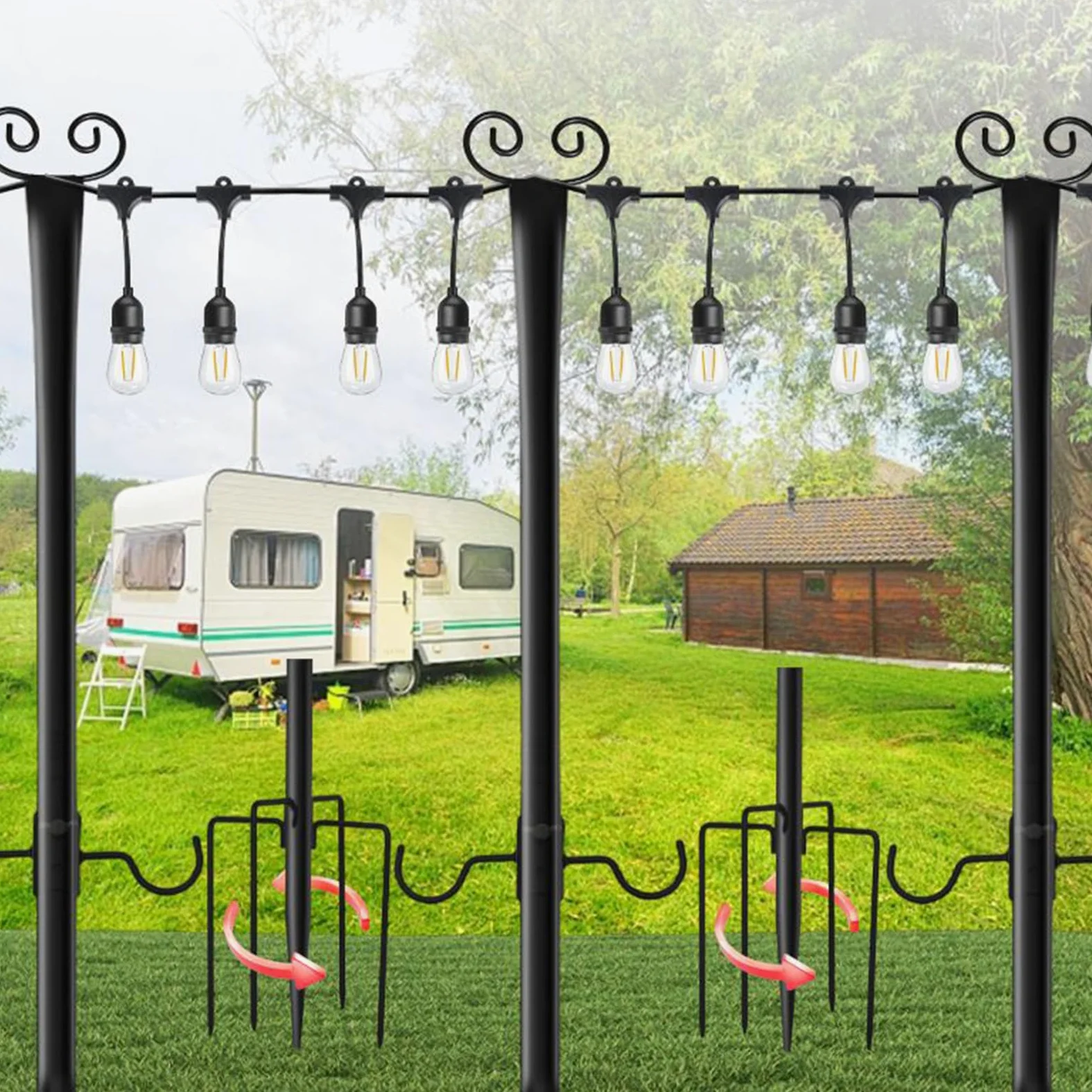 Pali per luci da esterno | Metallo ispessito antiruggine Supporto sicuro per esterni | Pali per luci da giardino, patio, prato, prato, portico