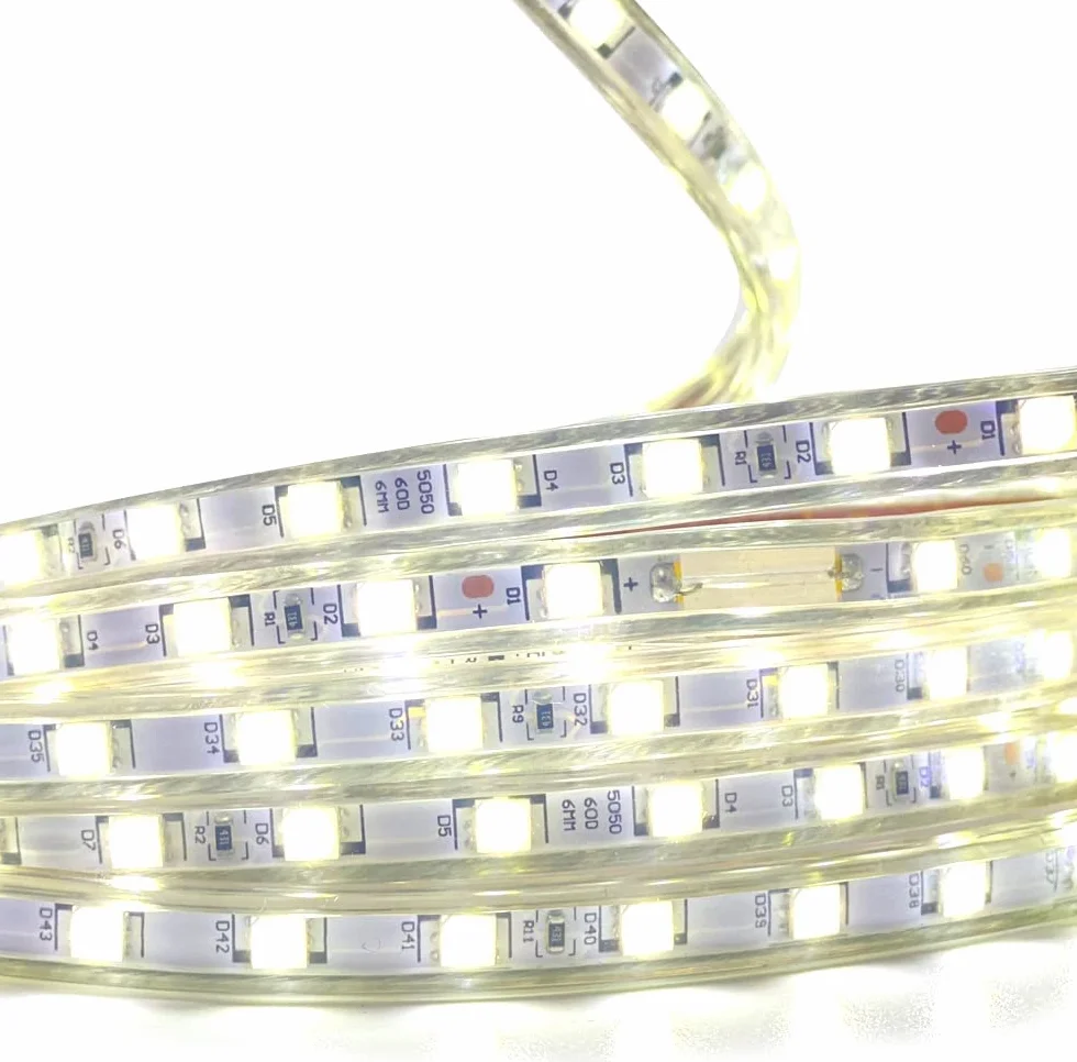 081 Store STRISCIA LED 220V BIANCO 100 METRI LUCE DA ESTERNO ED INTERNO FLESSIBILE STRIP SMD 5050 BOBINA + 5 SPINE [Classe di efficienza energetica A]