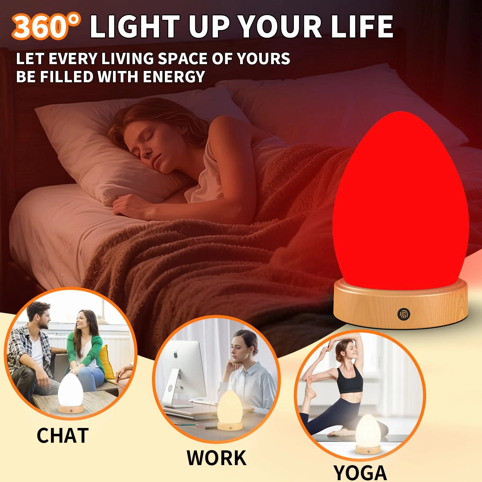 Lampada per terapia a luce rossa da 670 nm per sonno e relax, lampada solare da 10000 Lux con telecomando, doppia funzione di aiuto per il sonno e lampada solare, luce notturna a 4 colori per