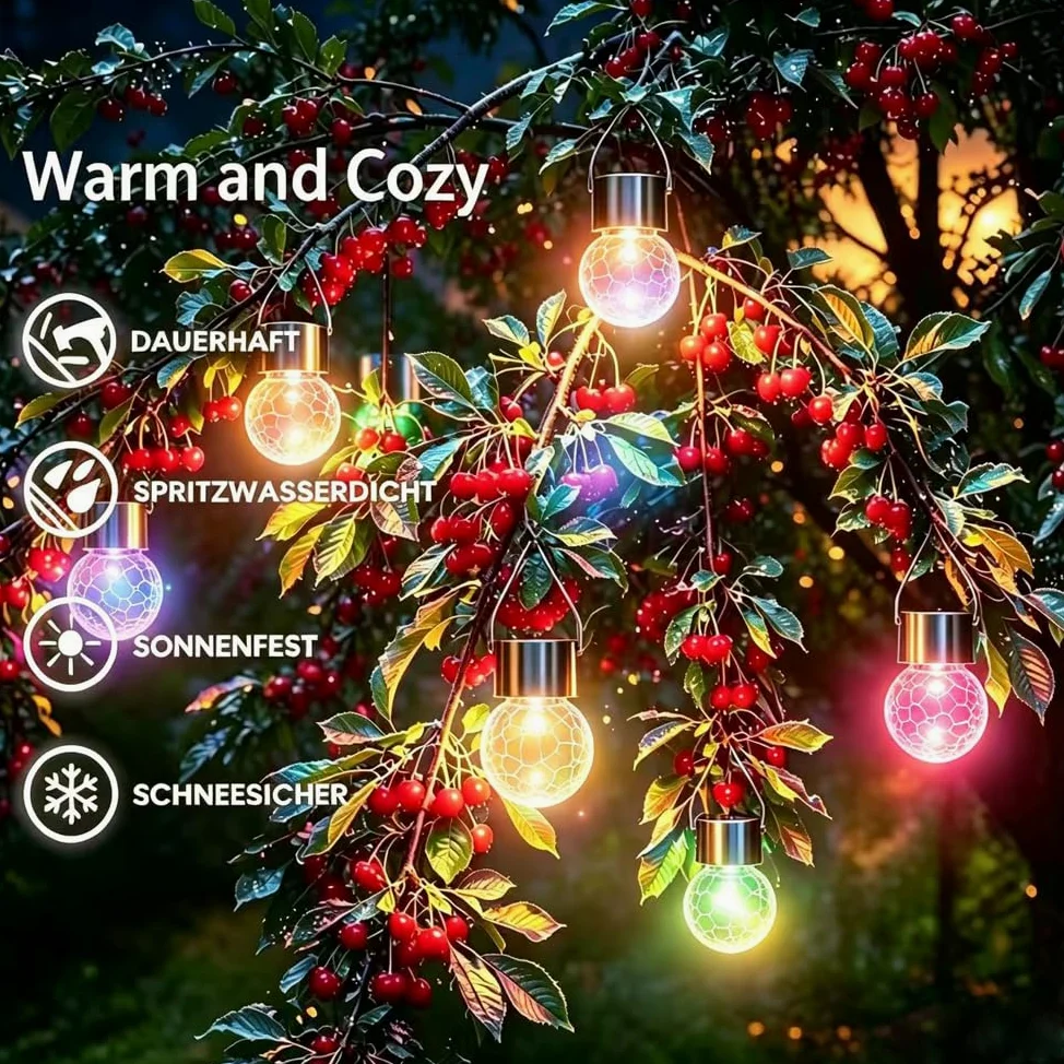 Piccole lampade solari per esterni da giardino, sospese, con clip, lampada solare per esterni, cambia colore automatico, lampadine solari per esterni, lampada solare da appendere in vetro rotto