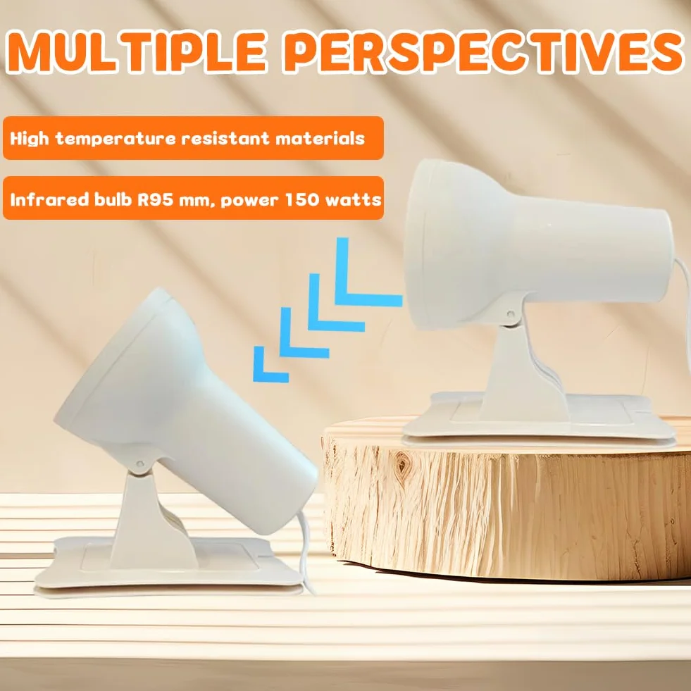 Lampada a infrarossi da 150 W, lampada a luce rossa con timer e temperatura regolabile, lampada a luce rossa terapia per viso e corpo, calore profondo contro l'affaticamento muscolare, angolo