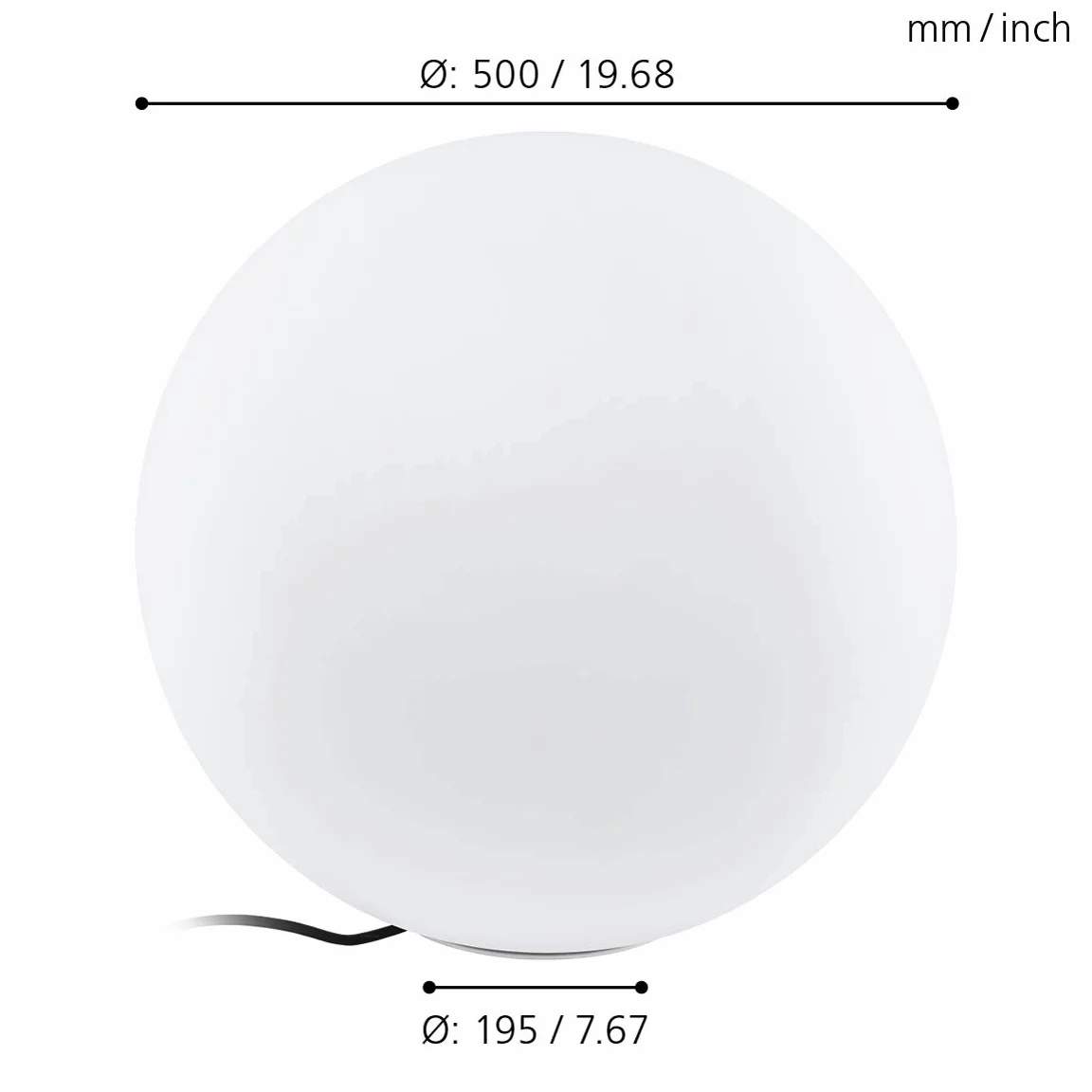 Eglo Monterolo - Sfera da giardino, 1 luce, lampada da terra, in plastica, colore: bianco, attacco E27, diametro: 50 cm, IP65