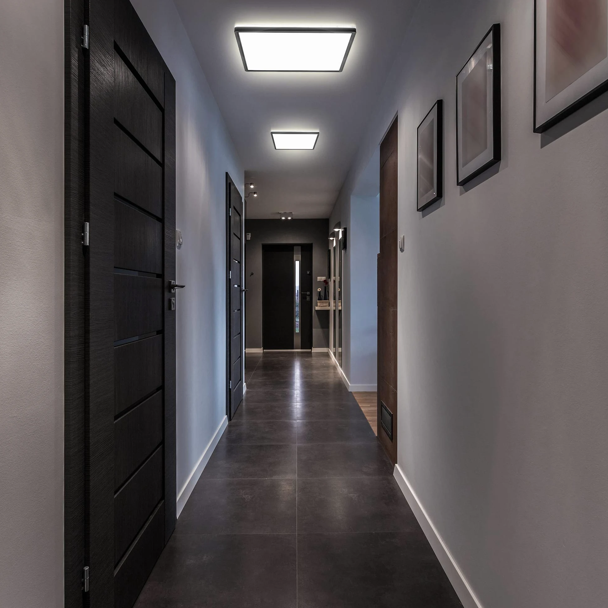 B.K.Licht - Pannello a luce indiretta, piatto, luce bianca neutra, pannello LED soffitto, pannelli led, pannelli led soffitto, 42x42x2,9 cm, nero
