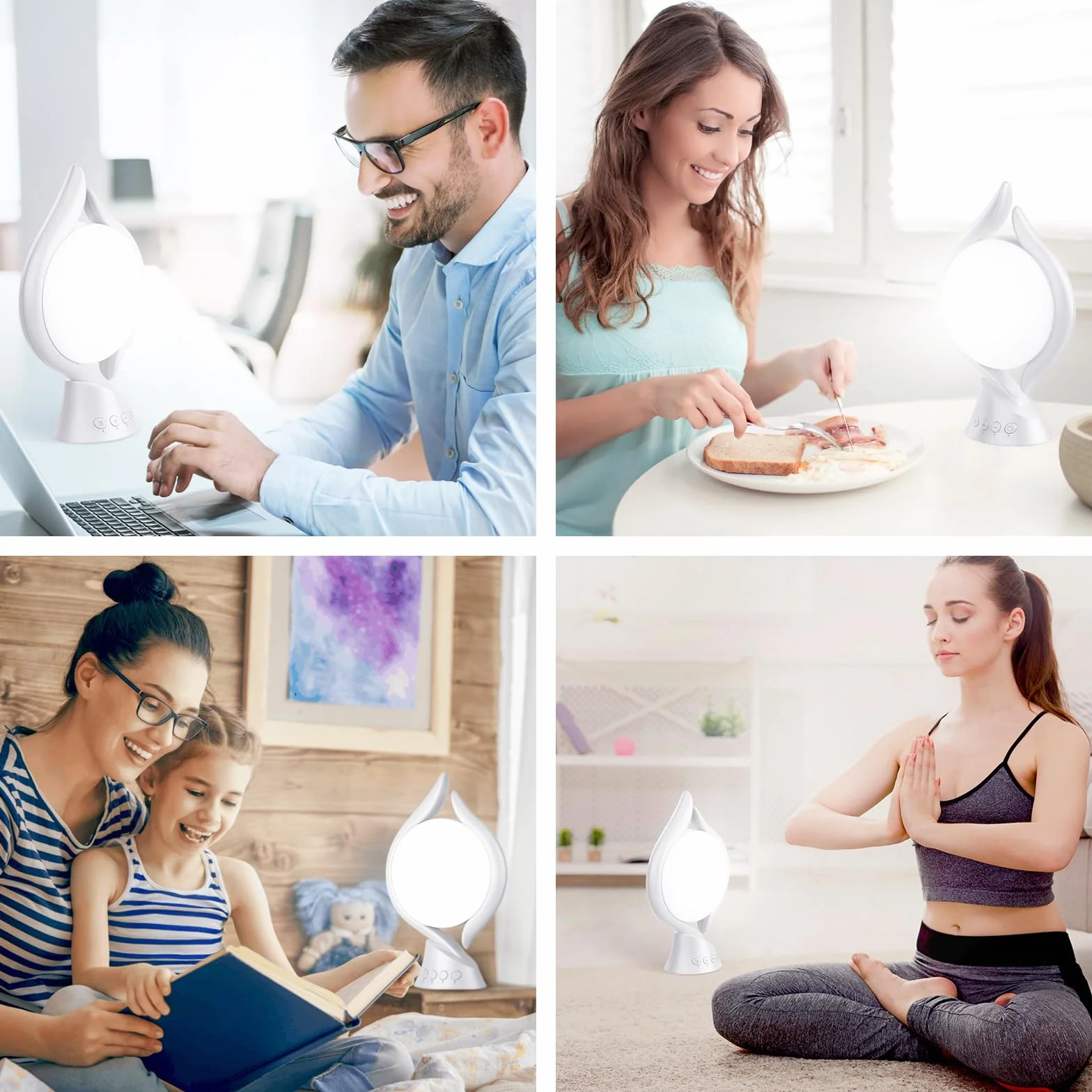 KICLBD Lampada 10000 Lux per Terapia Della Luce - 3 Colori, 4 Timer, 5 Intensità Regolabili, Funzione Memoria - Solare Senza Raggi UV per Casa/Ufficio