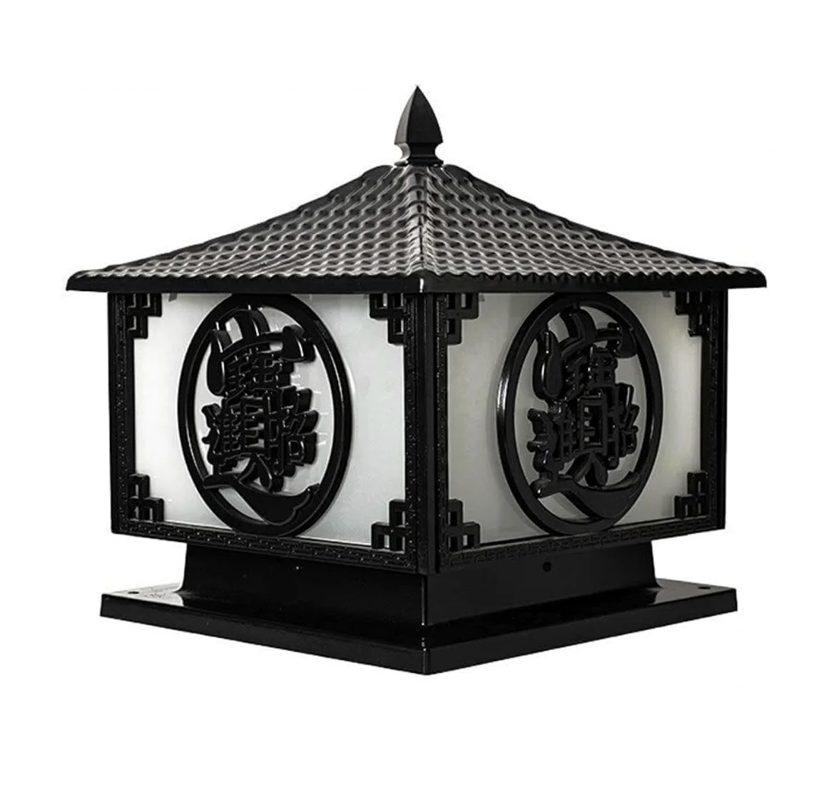 Palo Luce Luci da Esterno Quadrate in Alluminio Lampada Colonna Impermeabile per Cancello Giardino Pilastro in Vetro per Patio, Cortile, Paesaggio Esterno Giardino(Black,40cm)