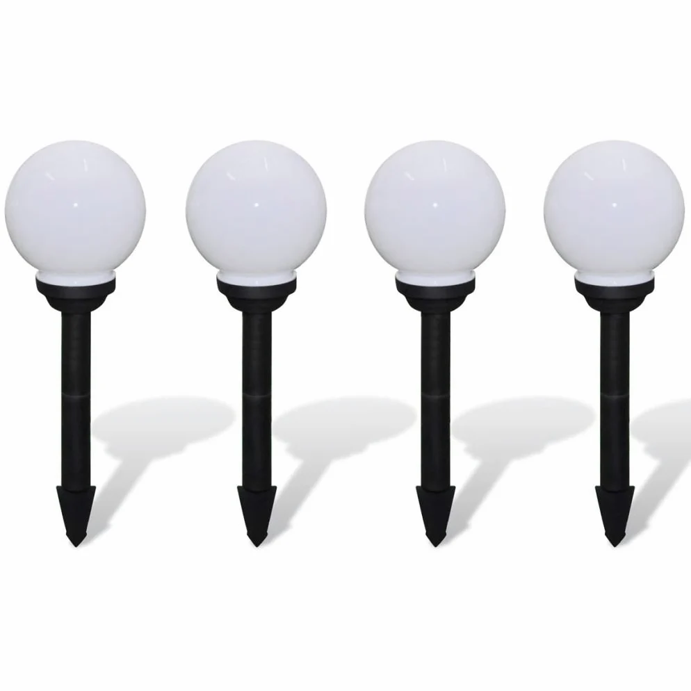 Tidyard 4 pz Lampioni Solari LED Giardino Rotondi 15 cm con Picchetto,Faretti Solari da Giardino,Luci da Esterno Energia Solare