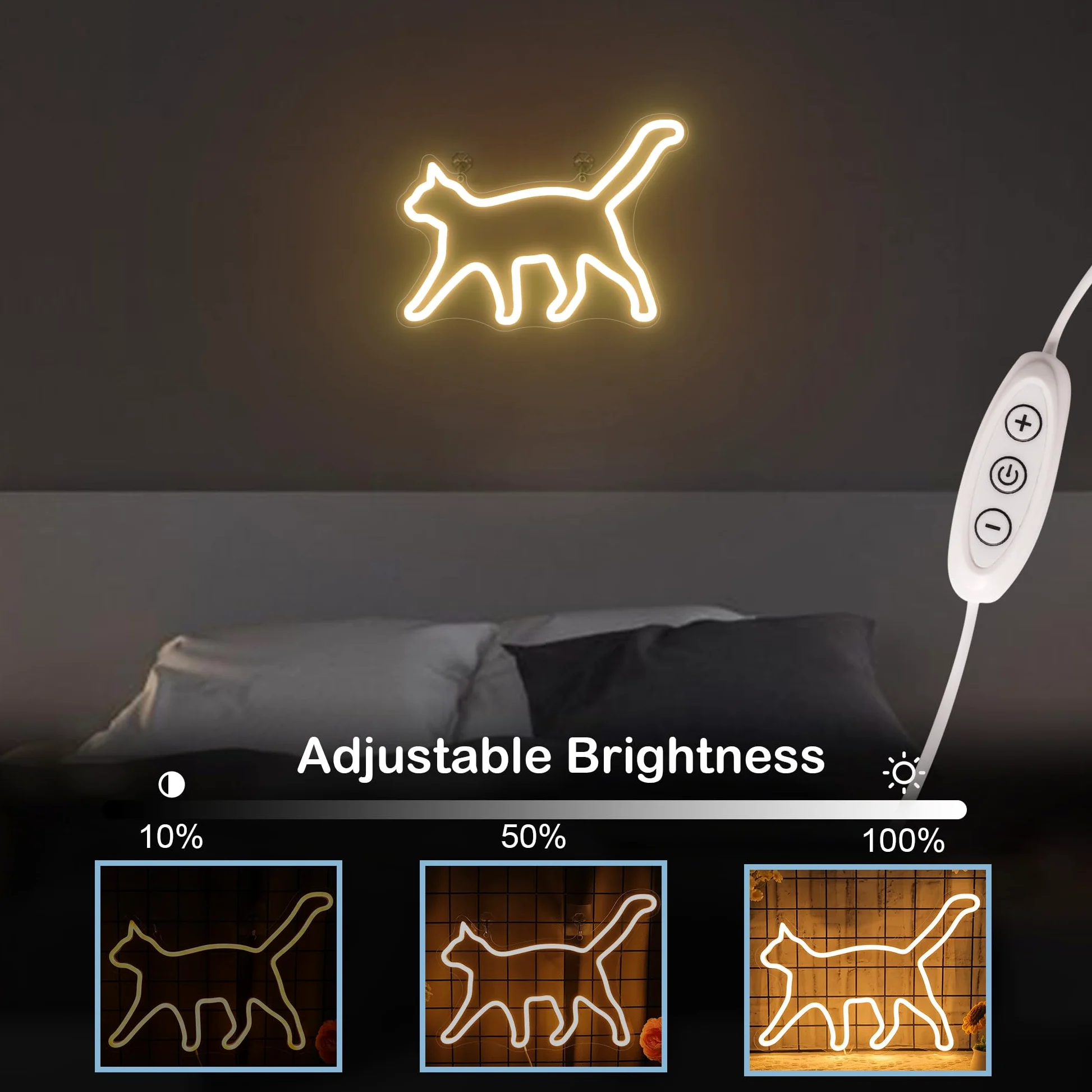 CoolGift Mart Cat Neon Sign, Cat Lamp Wall Decor, Dimmable Birthday Party Decorations for Home, Patio, Garden, Bar, Ristoranti, Hotel, Negozi, Club, Regalo per Amici, Famiglia e Bambini
