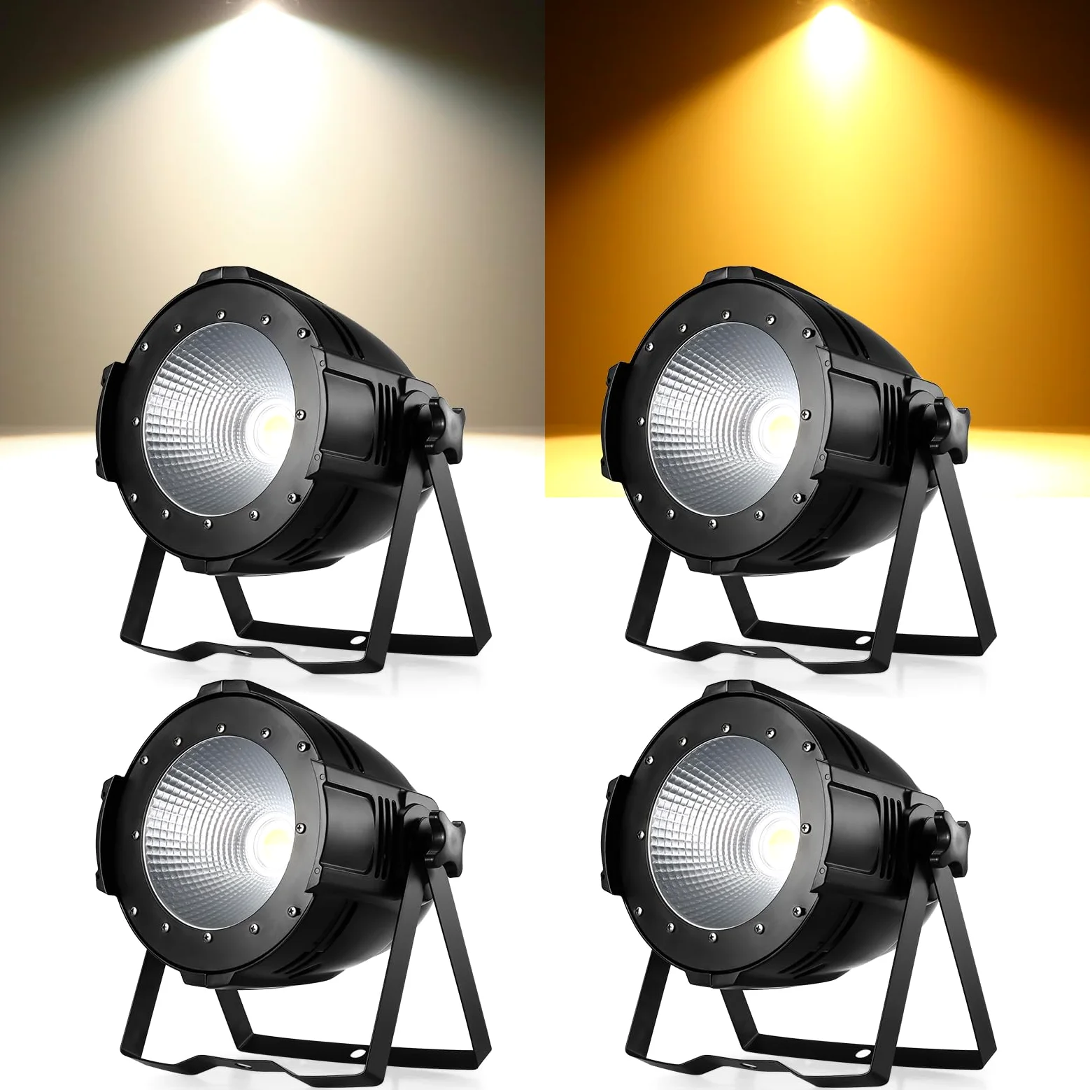 4PCS 100W COB Par LED Luce da Palcoscenico Bianco Freddo/Caldo, Luci Palco Par LED con DMX512 Master-Slave, Faretto stroboscopico per Fotografia, Chiesa, Compleanno, Matrimonio, DJ, Discoteca