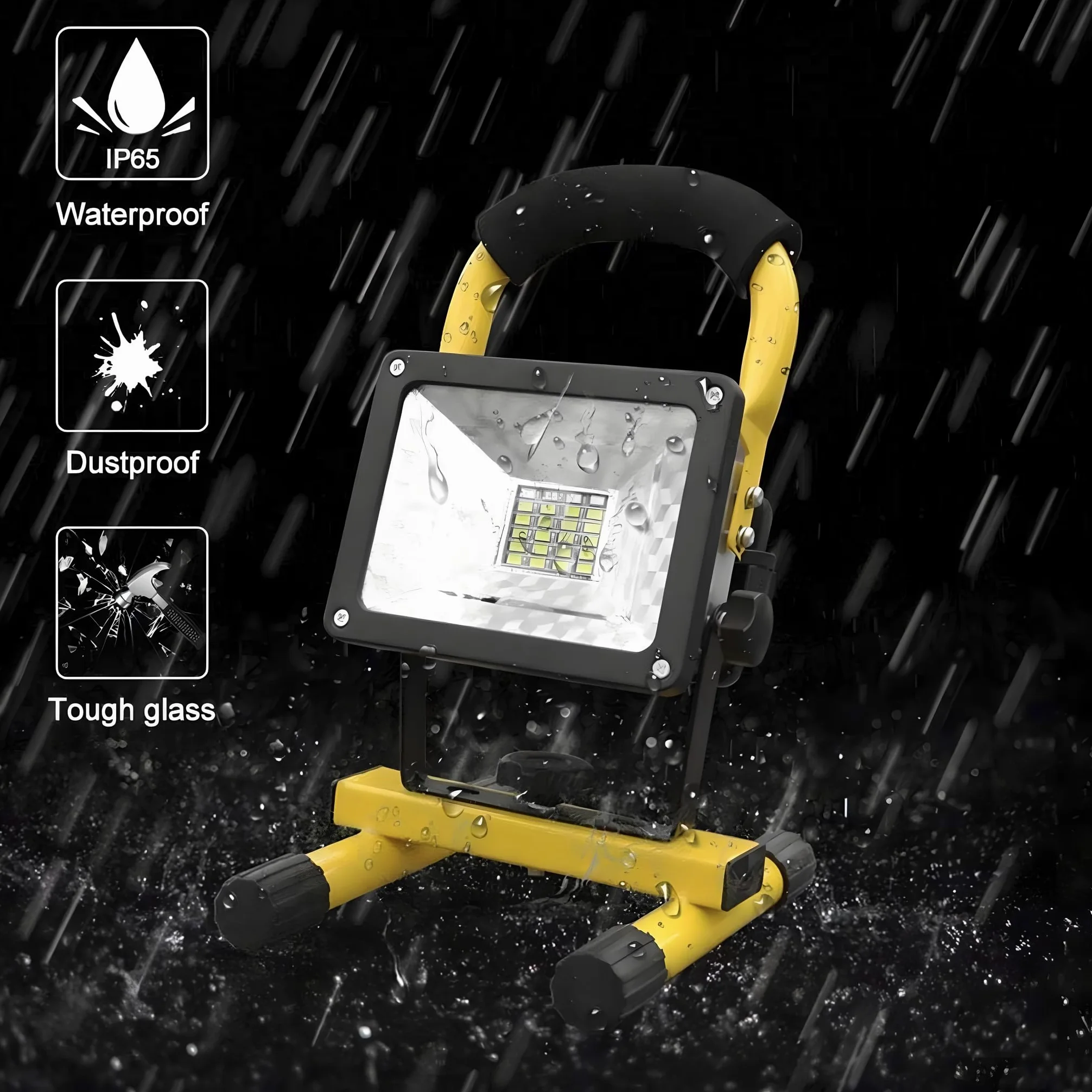 Luce da lavoro a LED ricaricabile, luce da lavoro portatile a LED con illuminazione spot e ricarica USB, luci impermeabili IP65 per esterni, campeggio, cantiere, officina, garag 1.8m telescopic stand