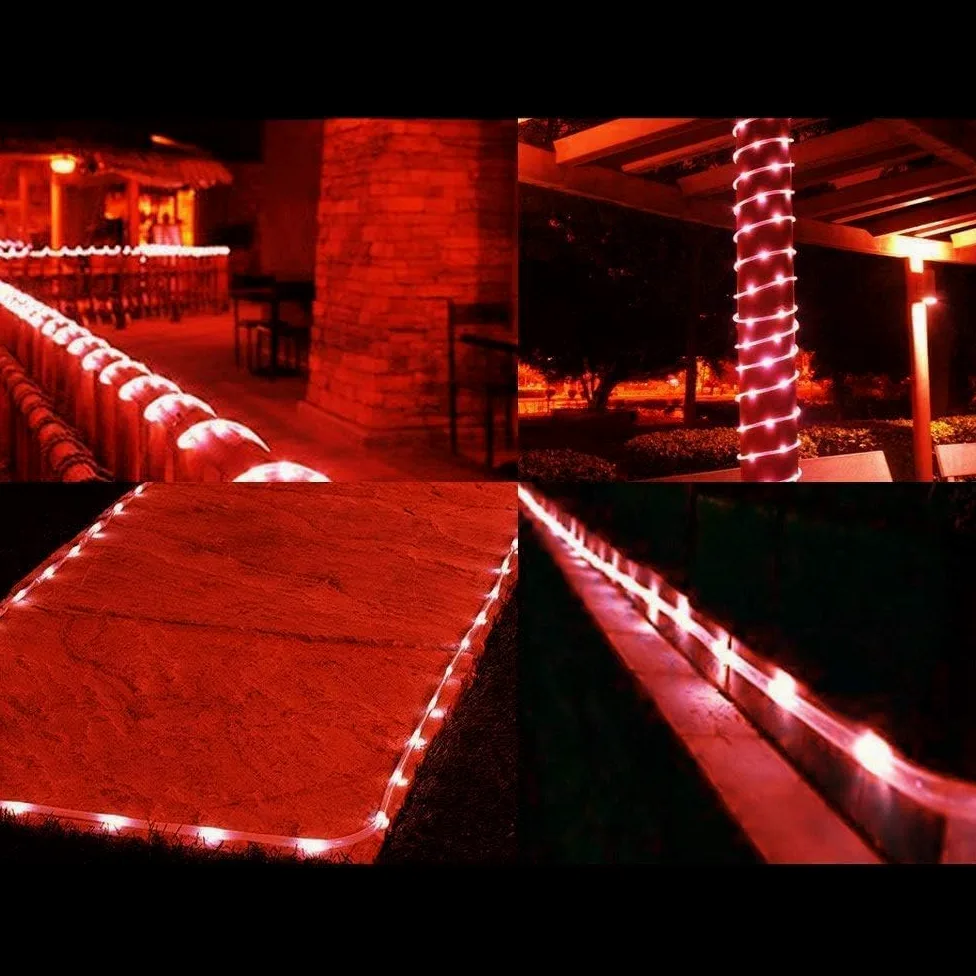 Corda String Lights, Impermeabile 8 Modalità/Batteria Luci di Natale, String Lights Outdoor Indoor per Trampolino Campeggio Canopy Tenda Deck Decor (Rosso, 32M/105ft 300LED)