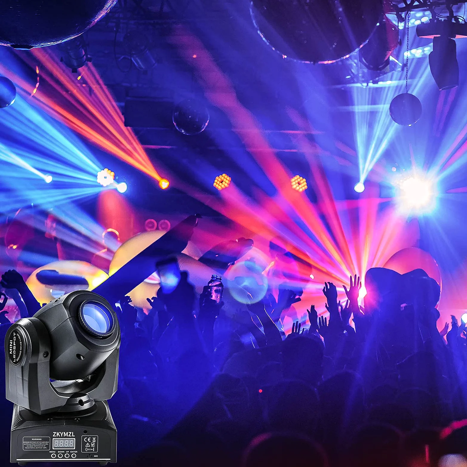 ZKYMZL Luci della testa di movimento 8 luci LED GOBO Rainbow DJ Lights Discoteca Lights 15 colori 9/11 canali strobo LED DMX512 Controllo per discoteca KTV Club Party