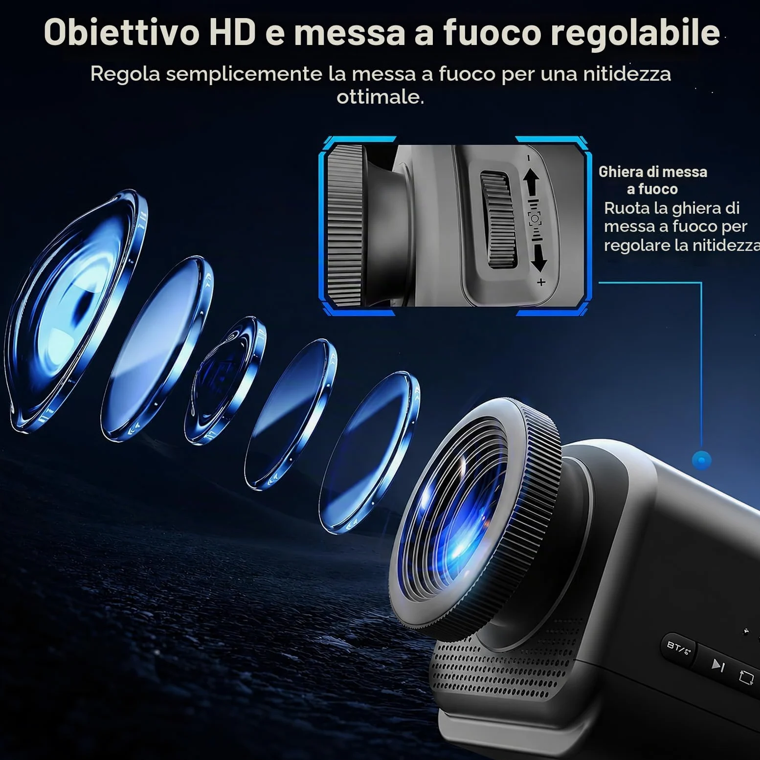 PRANITE Proiettore 3D Nordlicht 60 temi HD Galaxy Proiettore con altoparlante Bluetooth, timer remoto, luce notturna camera da letto, festa, bambini, compleanno adulto | Scene dinamiche: cielo stellato, oceano, feste, ecc., telecomando e timer.