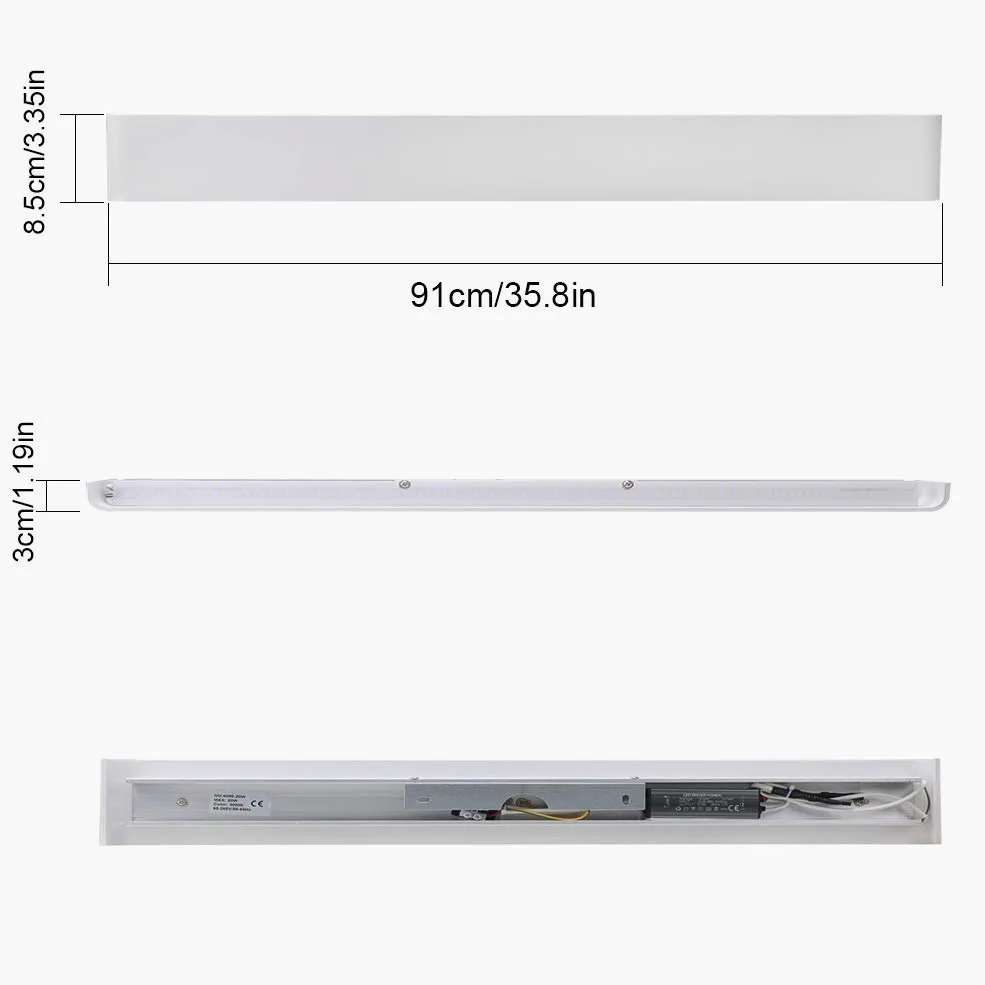 Klighten Lampada da Parete LED Interno 30W, 91cm Applique da Parete Alluminio Moderne, Lampada Muro Up Down per Soggiorno, Camera da Letto, Corridoi, 3000 Lumen, Bianco Caldo 3000K, Bianco