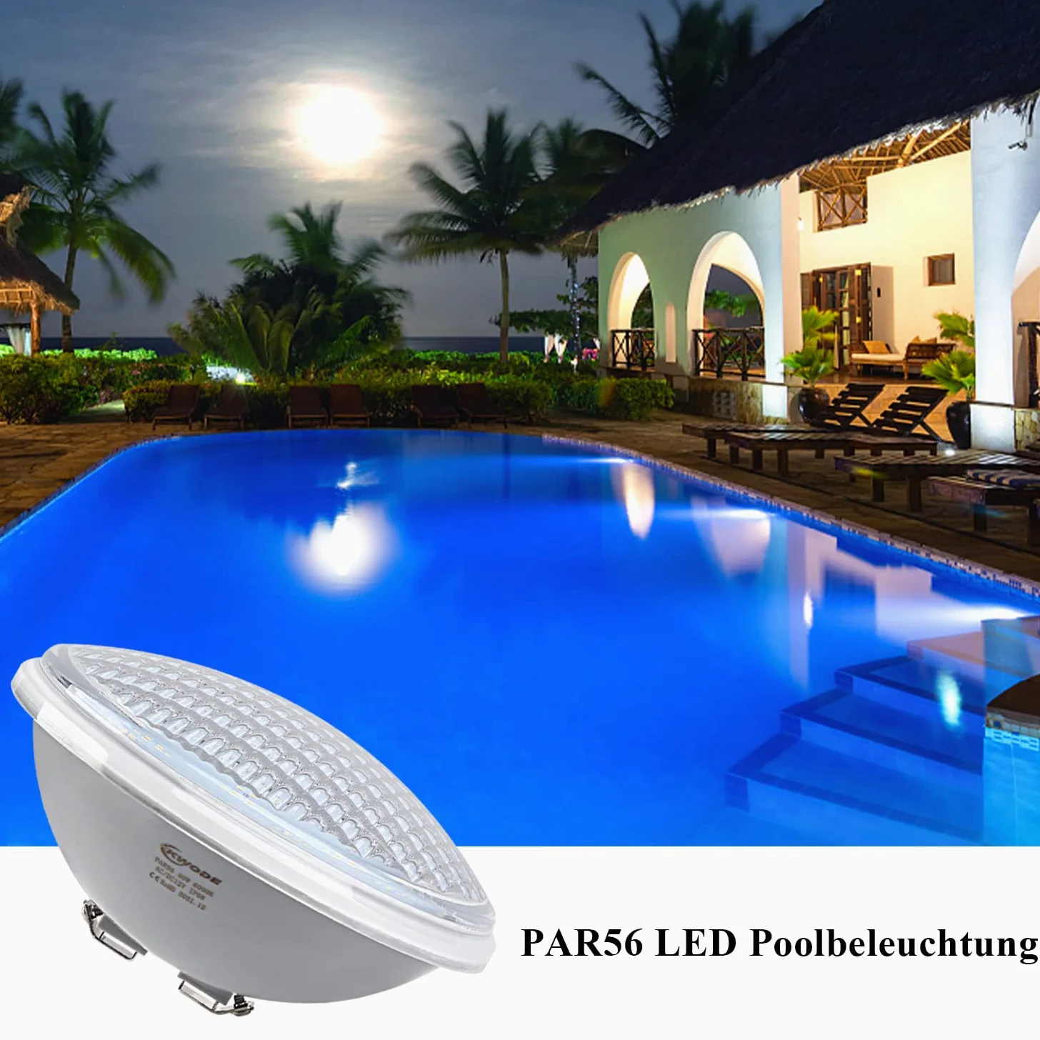 LED Illuminazione per Piscina PAR56, 40W LED Blu Luci Subacquee Luce per Piscina IP68 Impermeabile, Illuminazione Subacquea per Piscina 12V DC/AC (Blu)