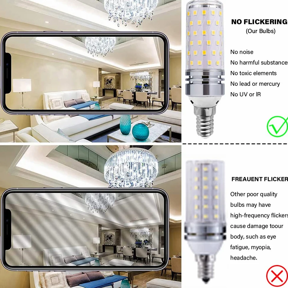 RYTM (Confezione da 10) Lampadine a LED, Lampadina a mais con base E14, Lampadine a LED Edison 16W 1100LM 160 Watt equivalenti, 3000K 4000K 6000K Non dimmerabile CA 85 V ~ 265 V
