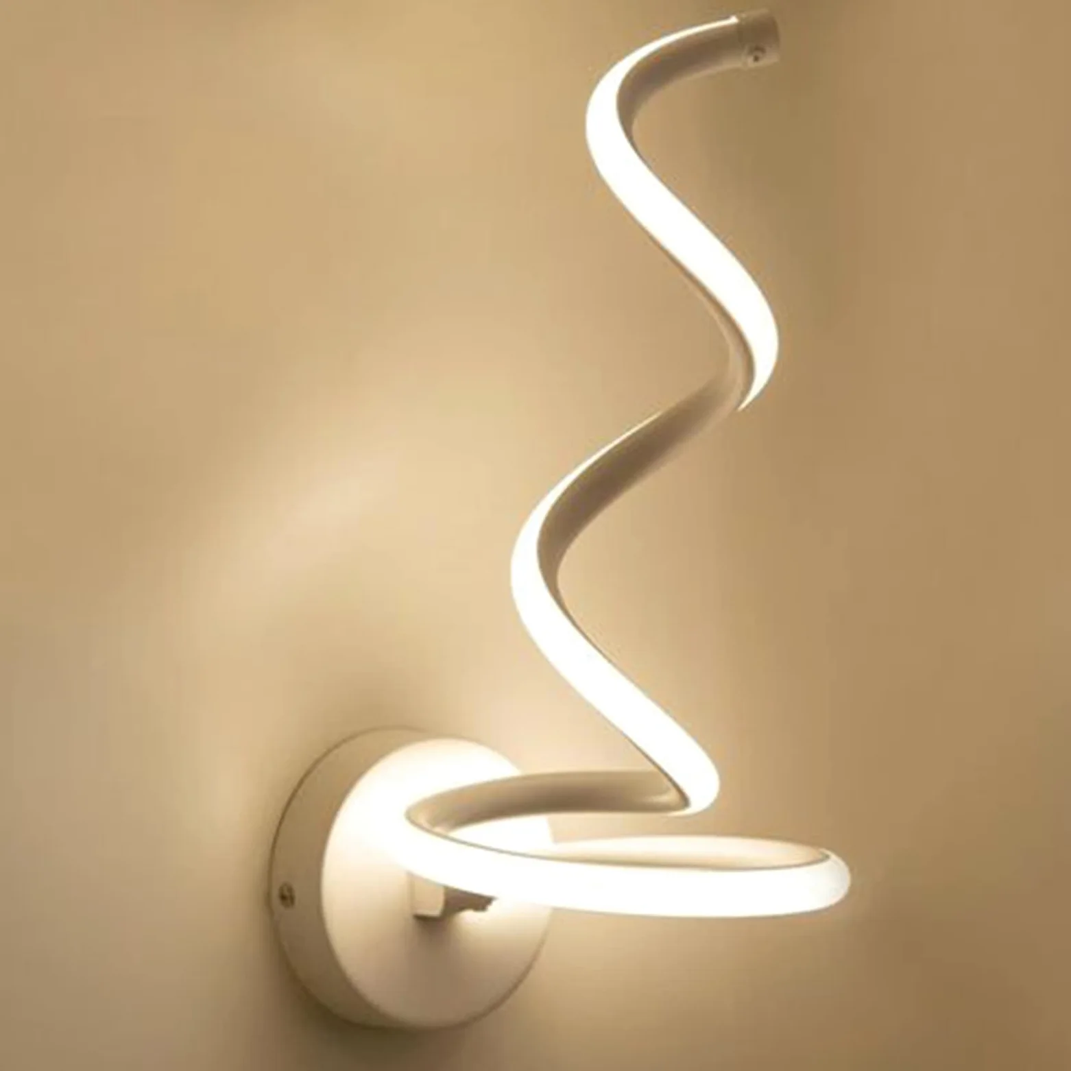 Modeen Lampada da parete a spirale a LED, Semplice e moderna, Creatività da comodino, Camera da letto, in metallo