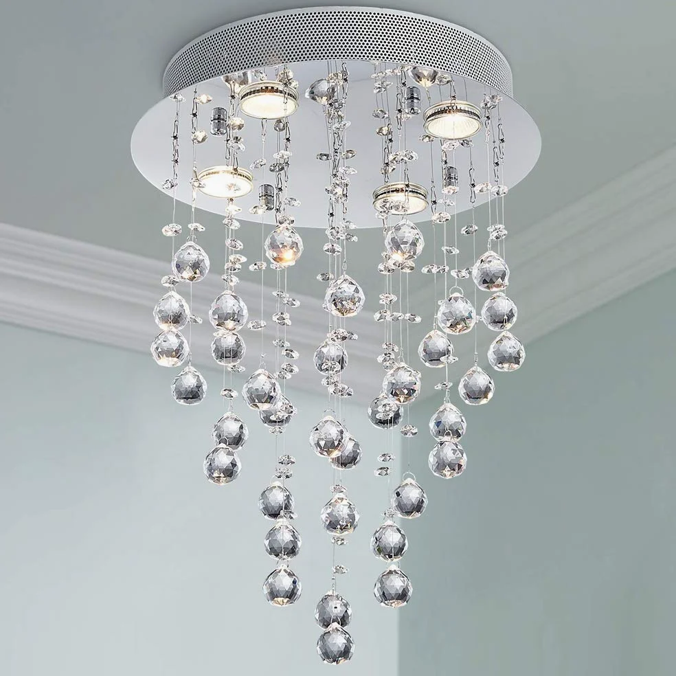 BESTIER moderno lampadario di cristallo goccia di pioggia illuminazione montaggio a filo plafoniera a LED apparecchio lampada a sospensione per sala da pranzo bagno camera da letto soggiorno