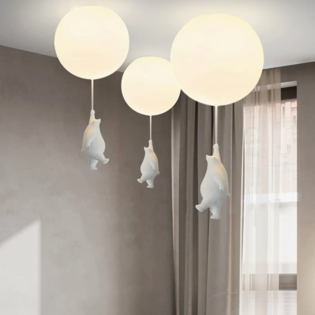 Plafoniera a LED a palloncino creativo con ciondolo a forma di orso polare Lampadario da soffitto per camera da letto per bambini adorabile per camera da letto, camera dei bambini
